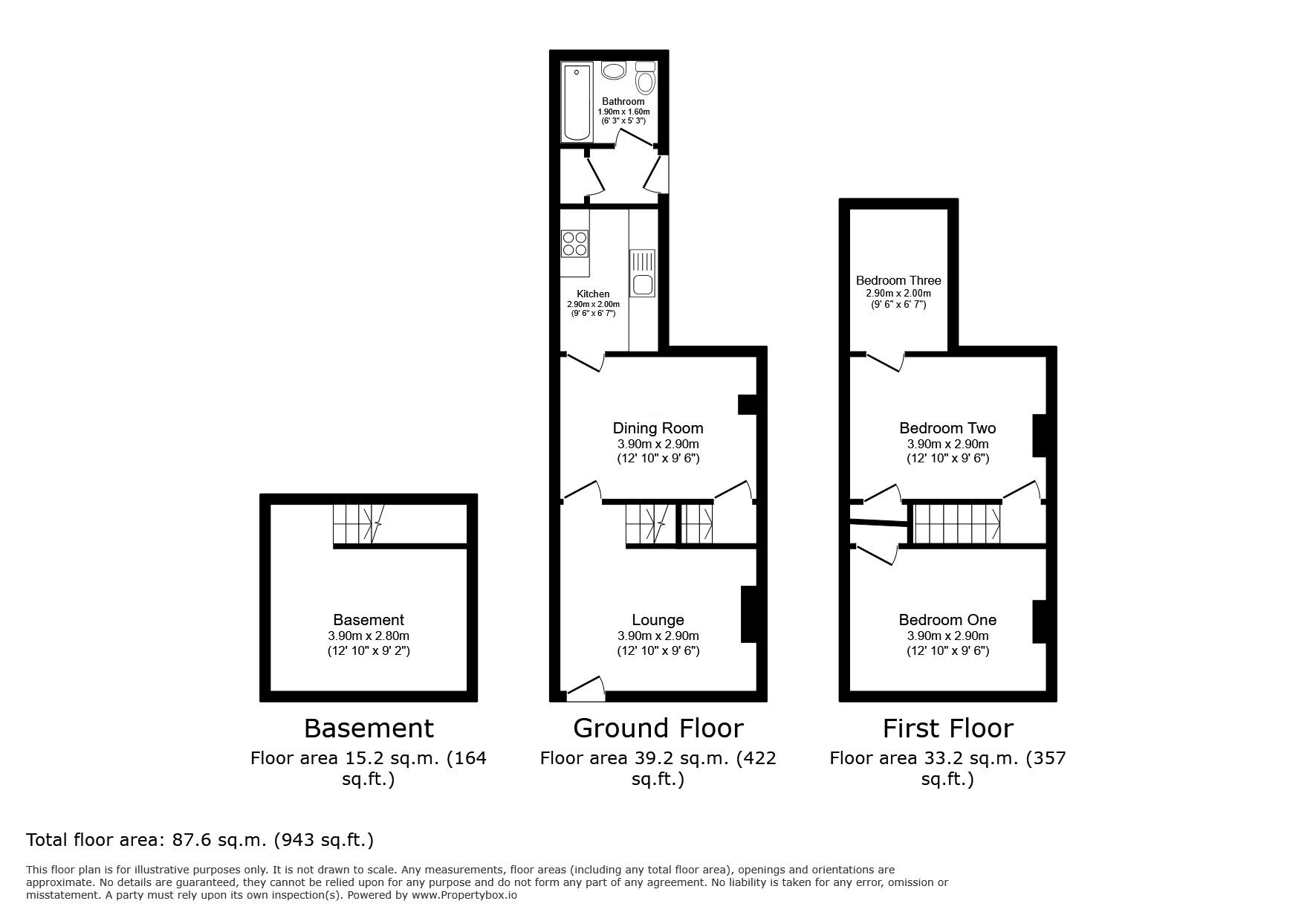 Floorplan of 3 bedroom Mid Terrace House to rent, Connaught Road, Chatham, Kent, ME4