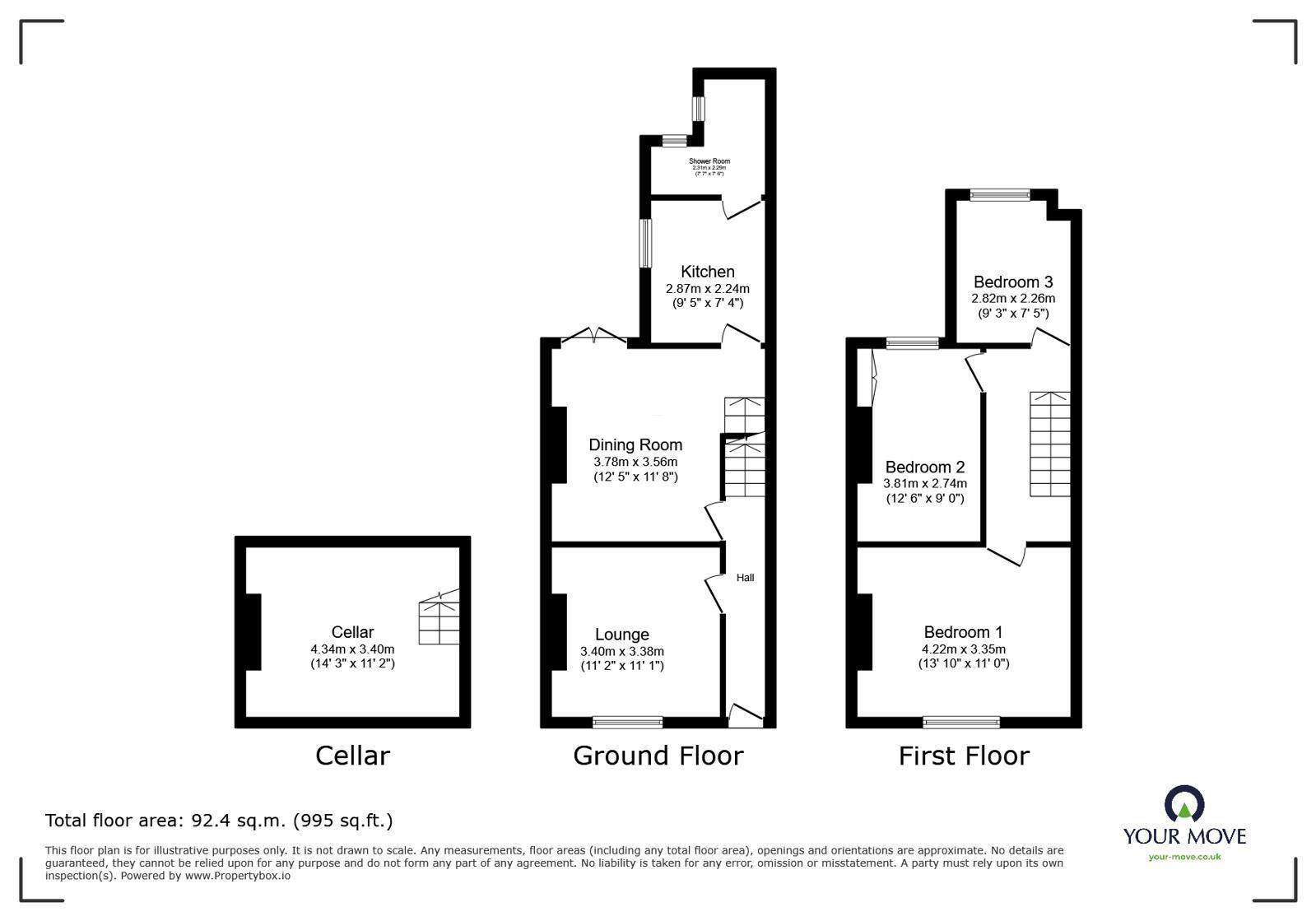Floorplan of 3 bedroom Mid Terrace House for sale, Mills Terrace, Chatham, Kent, ME4