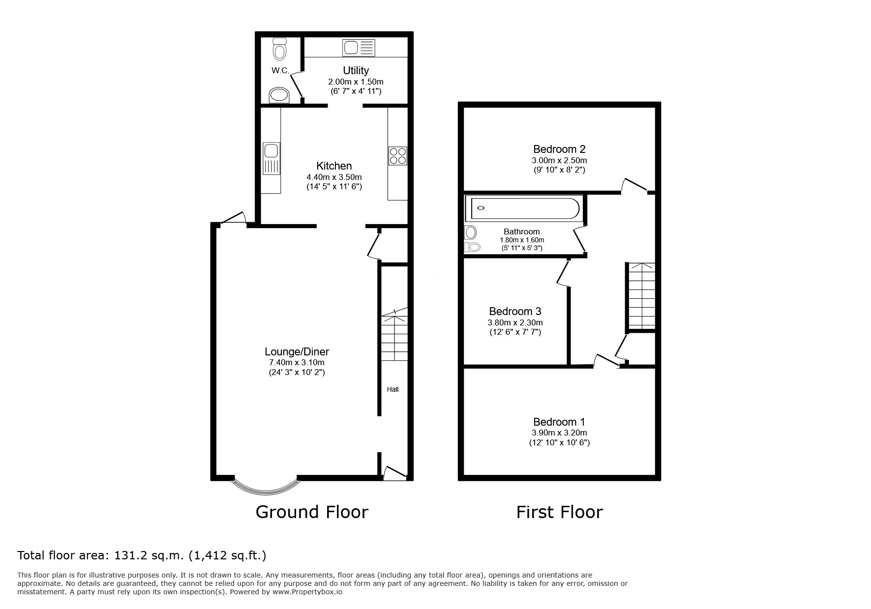 Floorplan of 3 bedroom Mid Terrace House to rent, Beaconsfield Road, Chatham, Kent, ME4