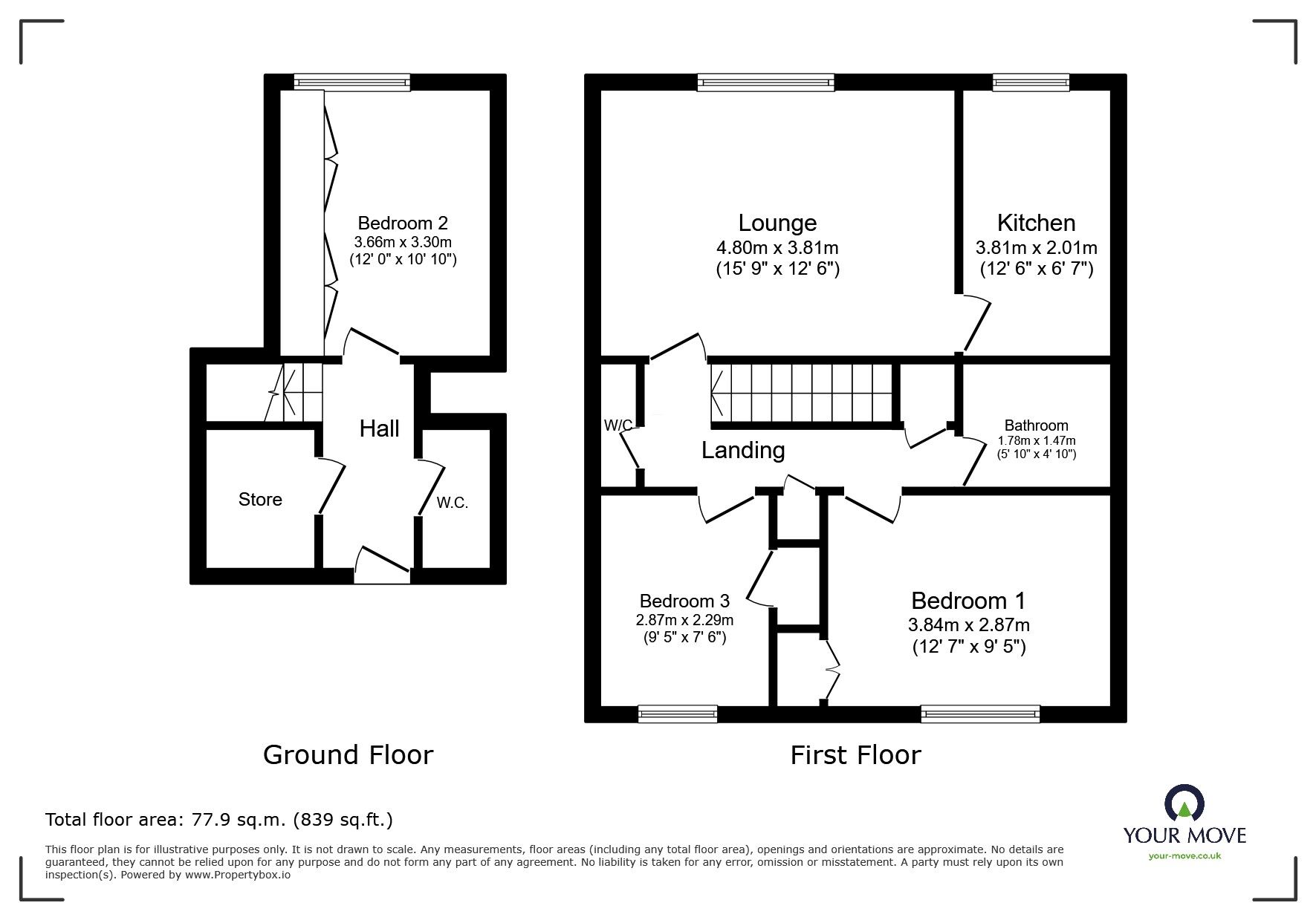 Floorplan of 3 bedroom Flat for sale, Melville Court, Chatham, Kent, ME4