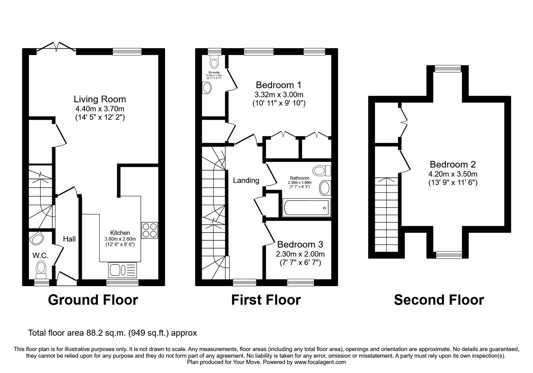 Floorplan of 3 bedroom Mid Terrace House for sale, Fox Dene View, Greenside, Ryton, NE40