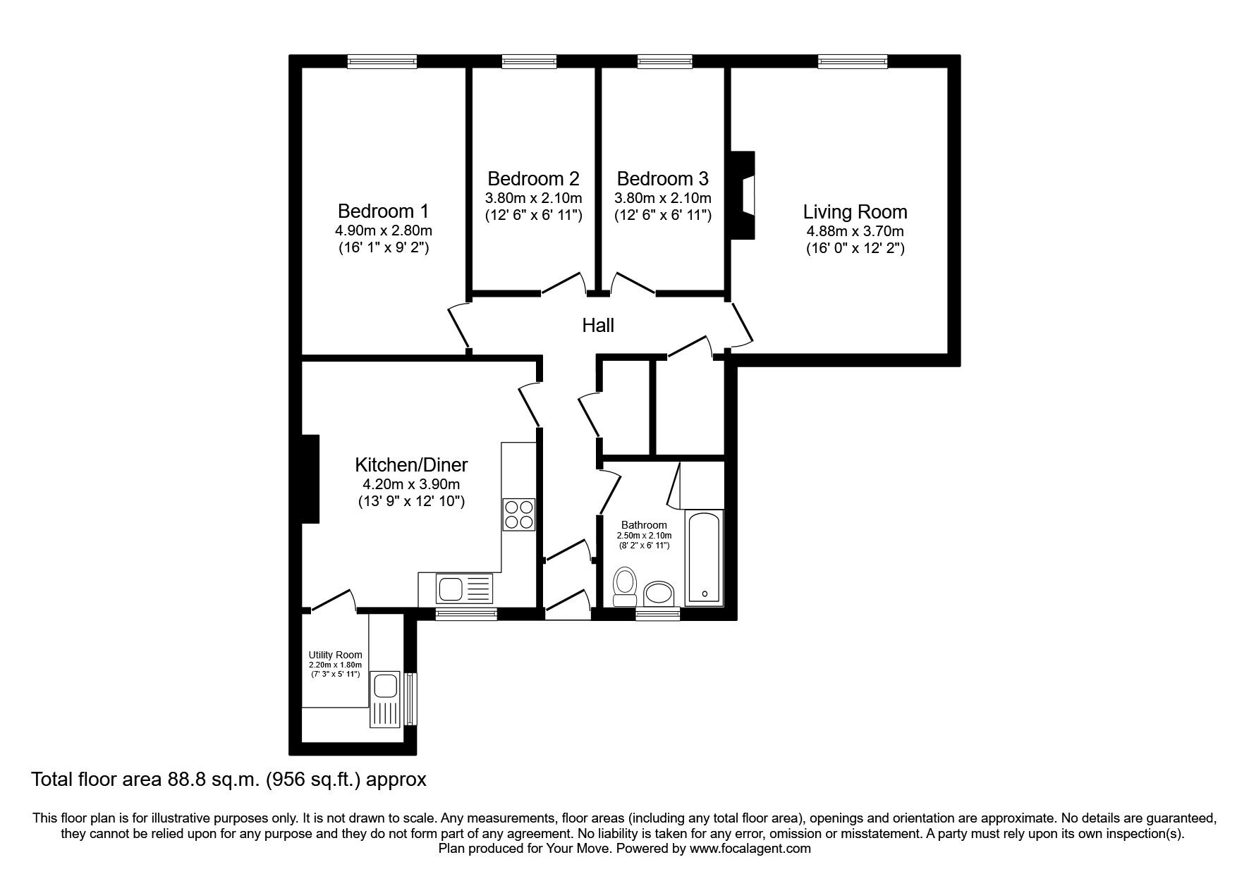 Floorplan of 3 bedroom  Flat to rent, Main Street, Crawcrook, Ryton, NE40