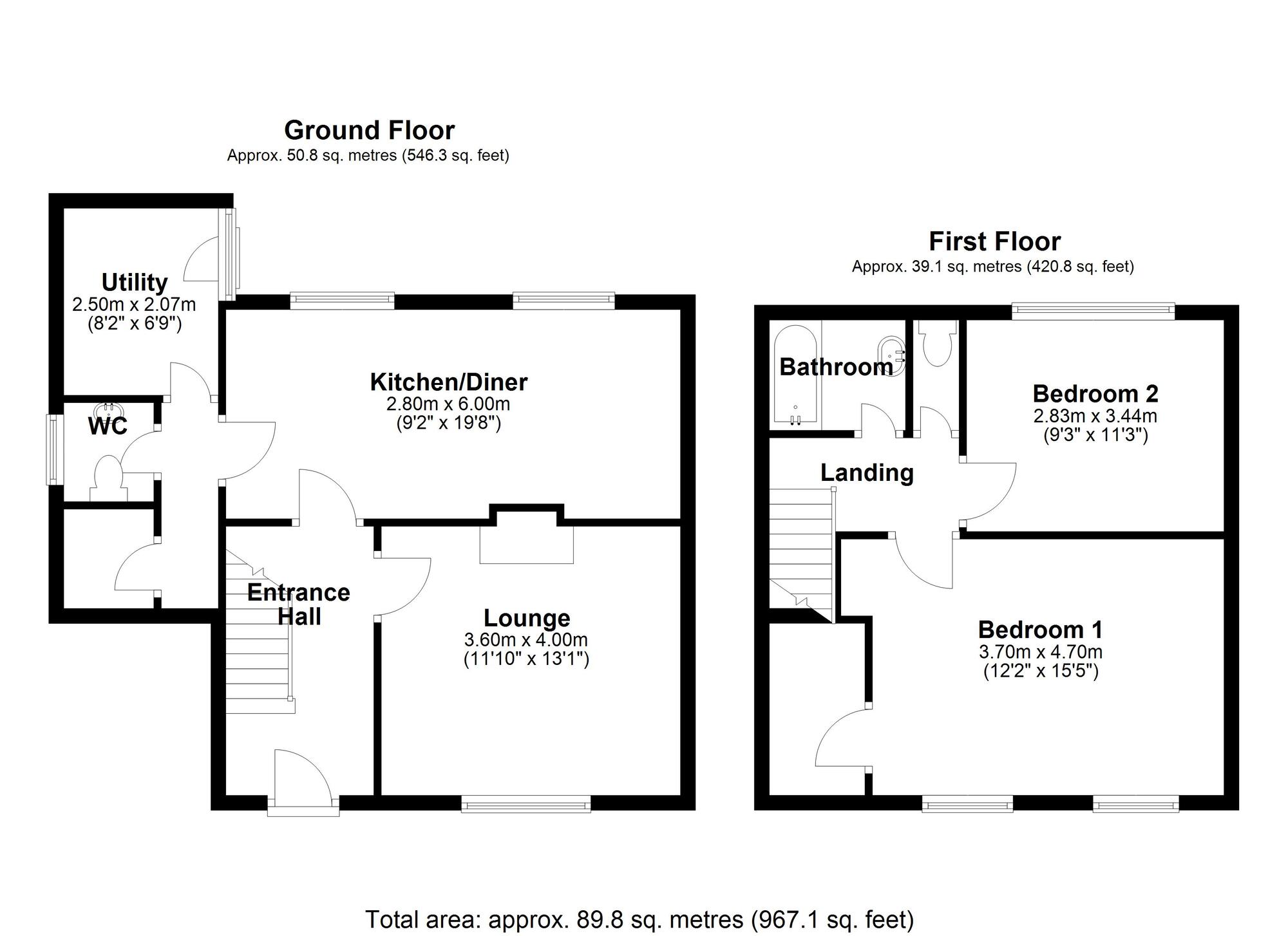 Floorplan of 2 bedroom Semi Detached House for sale, Runhead Estate, Ryton, NE40