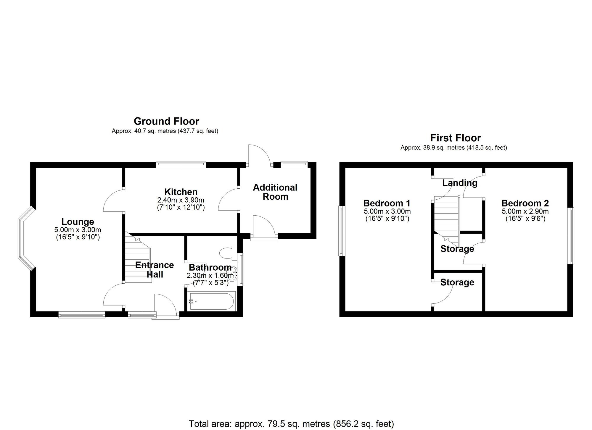 Floorplan of 2 bedroom Semi Detached House for sale, Coldwell Road, Prudhoe, Northumberland, NE42