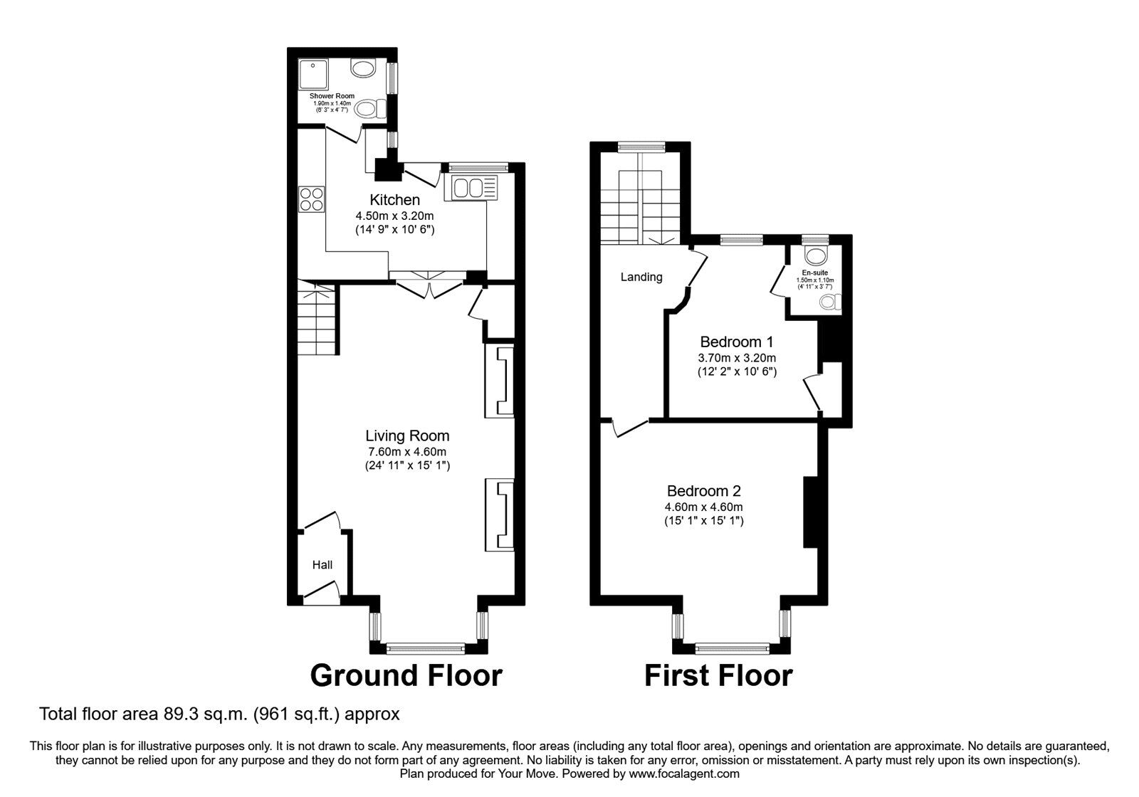 Floorplan of 2 bedroom Mid Terrace House to rent, Dean Terrace, Ryton, NE40