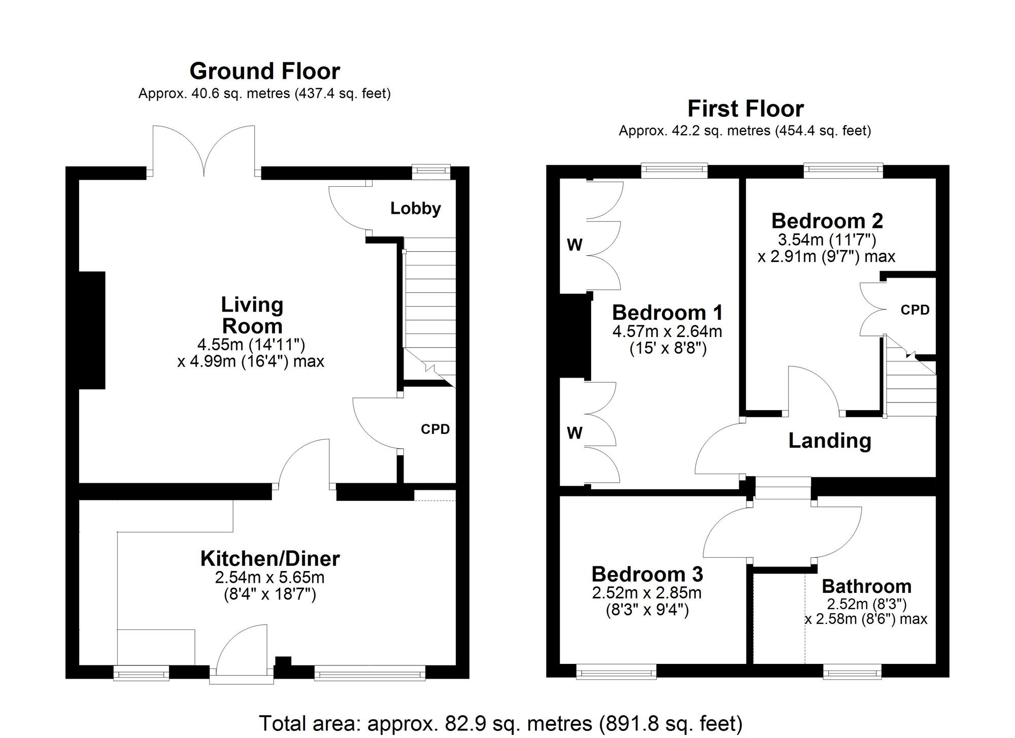 Floorplan of 3 bedroom Mid Terrace House for sale, Maryside Place, Clara Vale, Gateshead, NE40