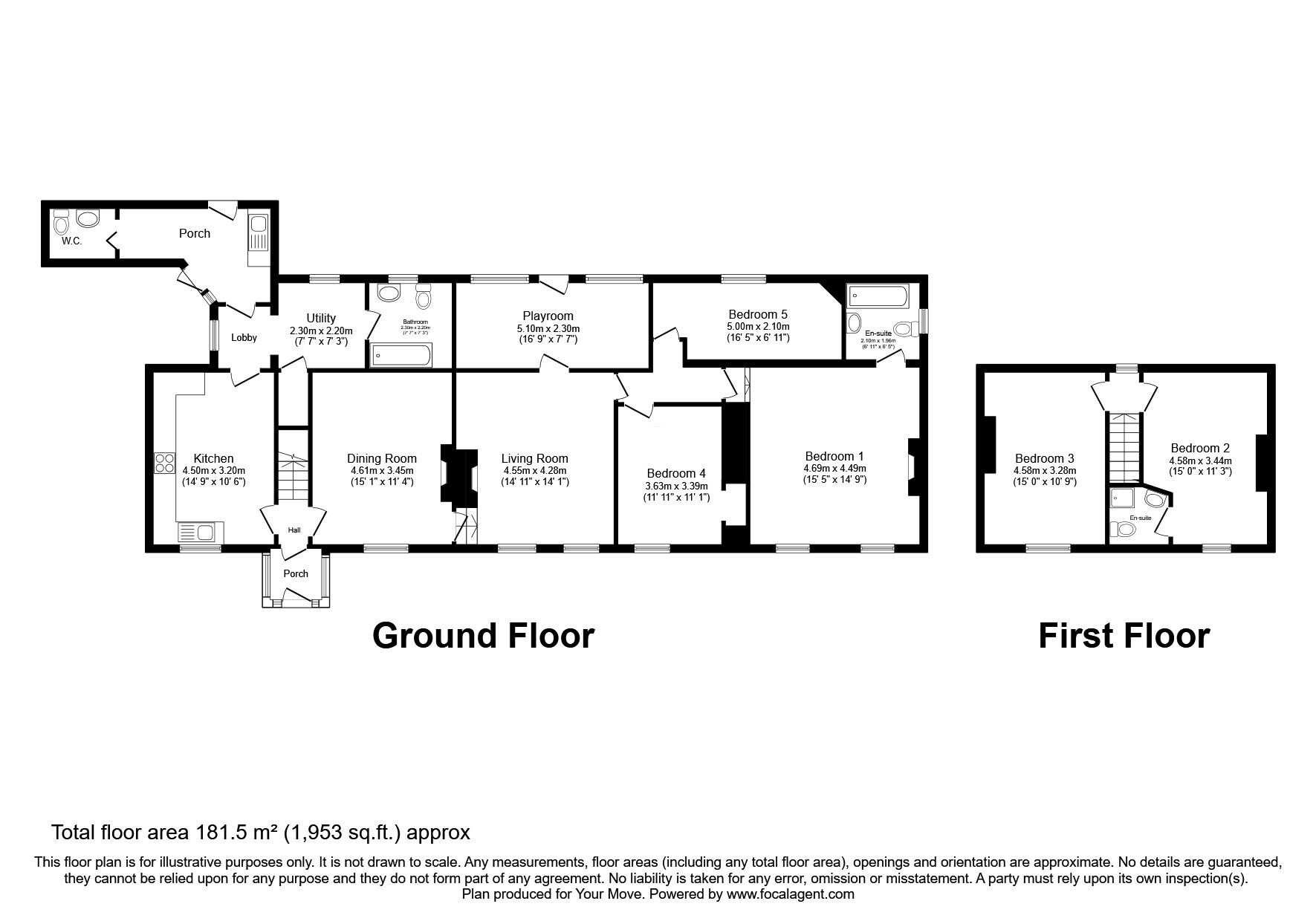 Floorplan of 5 bedroom Detached House for sale, Hedley-On-The-Hill, Stocksfield, Northumberland, NE43