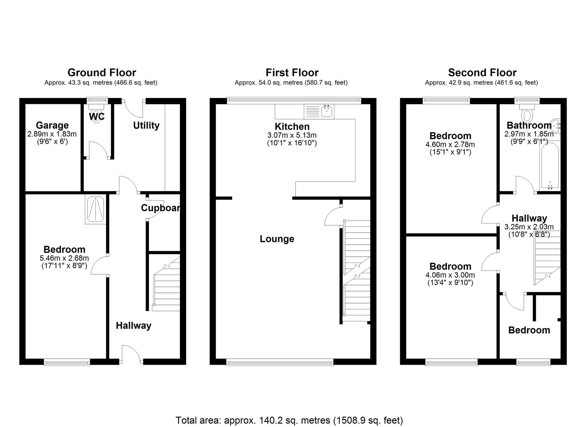 Floorplan of 4 bedroom Mid Terrace House for sale, Dene Road, Wylam, Northumberland, NE41