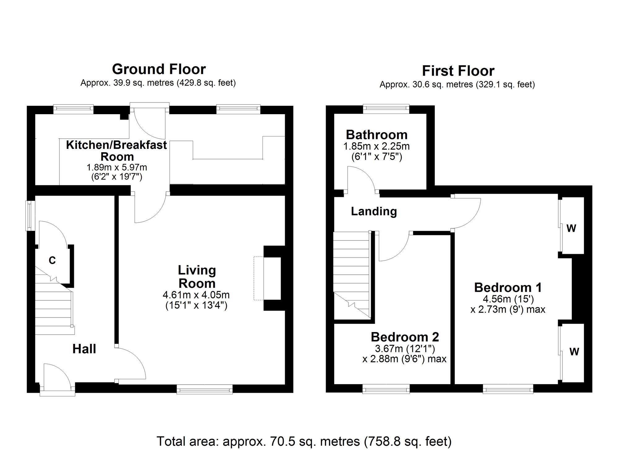Floorplan of 2 bedroom End Terrace House for sale, Nelson Street, Greenside, Tyne and Wear, NE40
