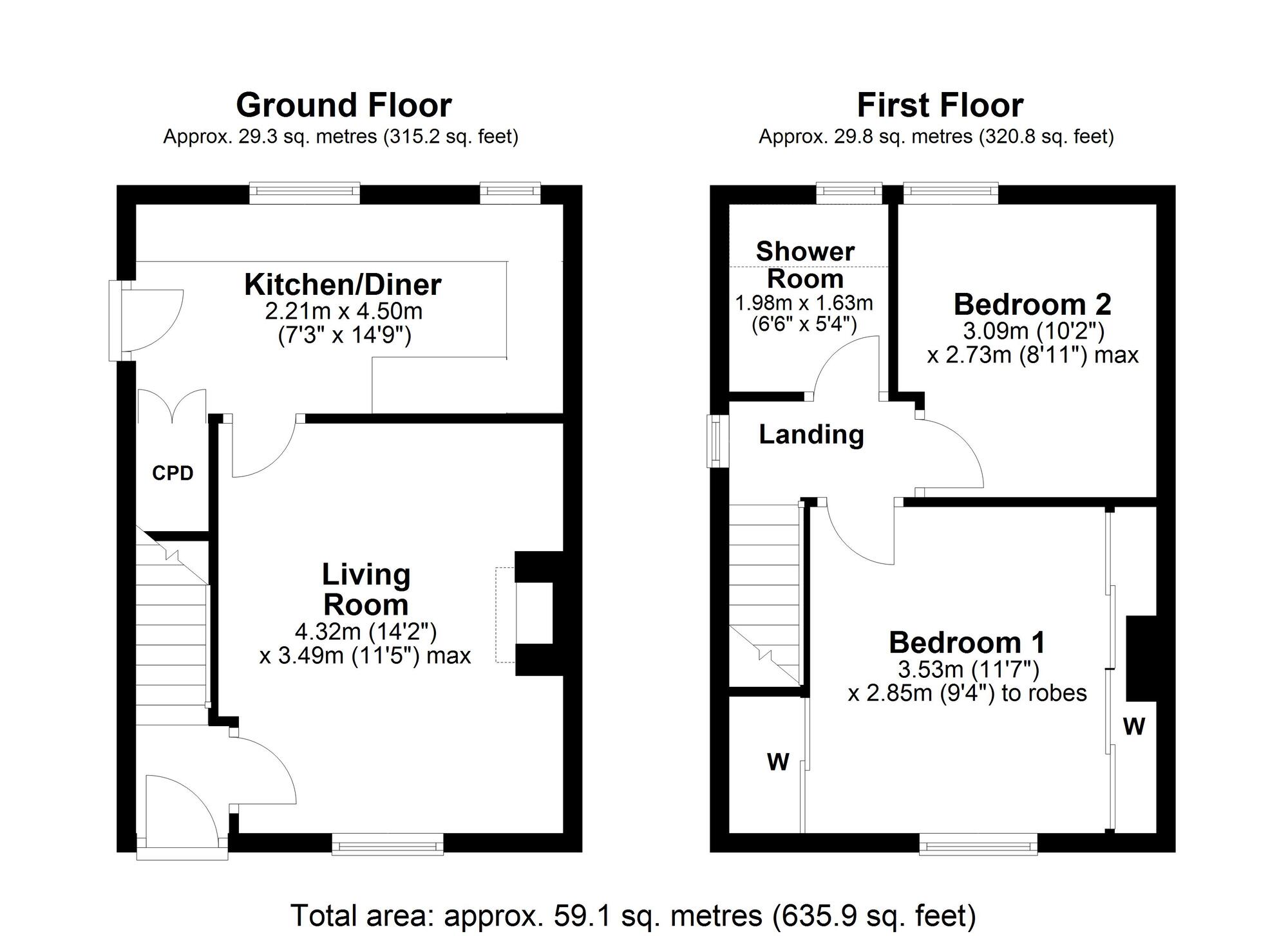 Floorplan of 2 bedroom Semi Detached House for sale, Chesters Gardens, Crawcrook  Ryton, Tyne and Wear, NE40