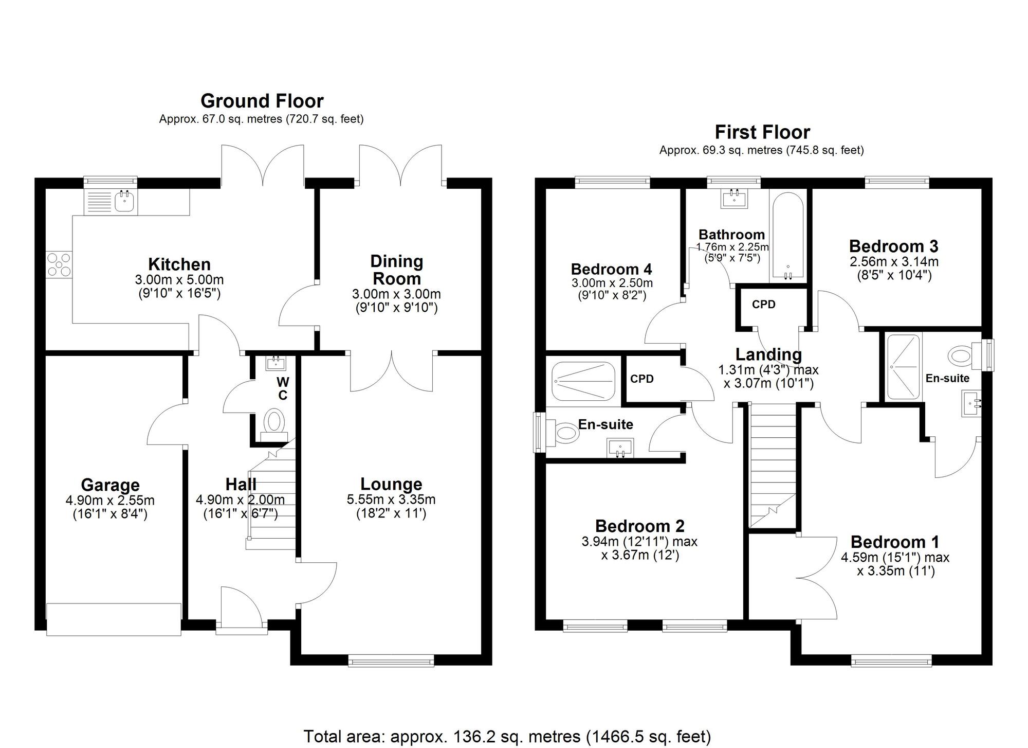 Floorplan of 4 bedroom Detached House for sale, Clara View, Ryton, Tyne and Wear, NE40