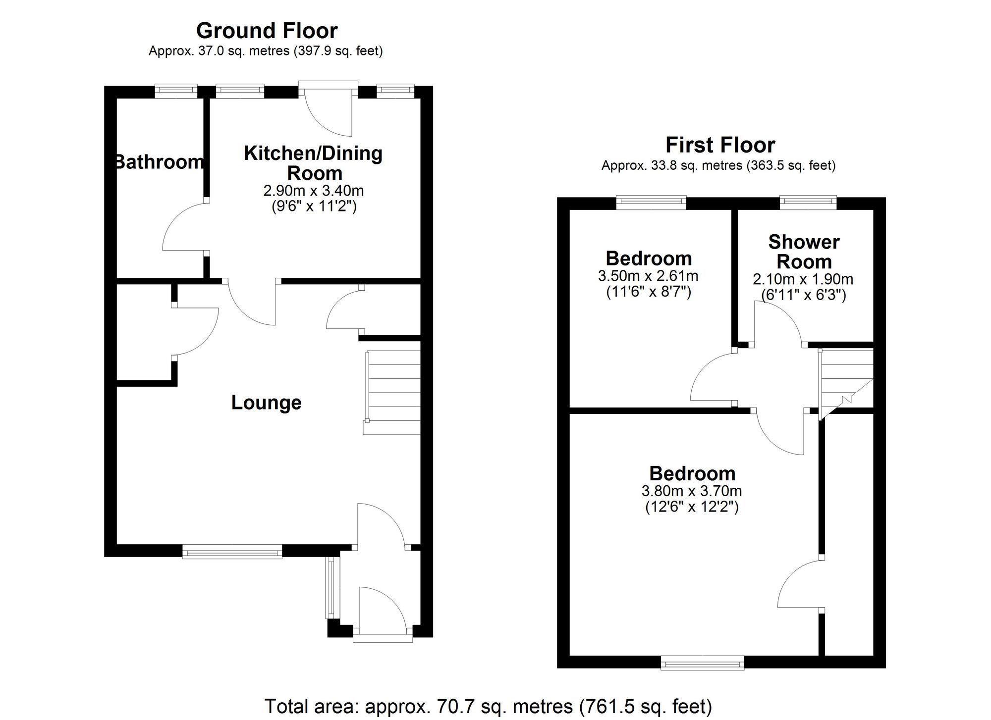 Floorplan of 2 bedroom Mid Terrace House for sale, Mount View, Crawcrook, Tyne & Wear, NE40
