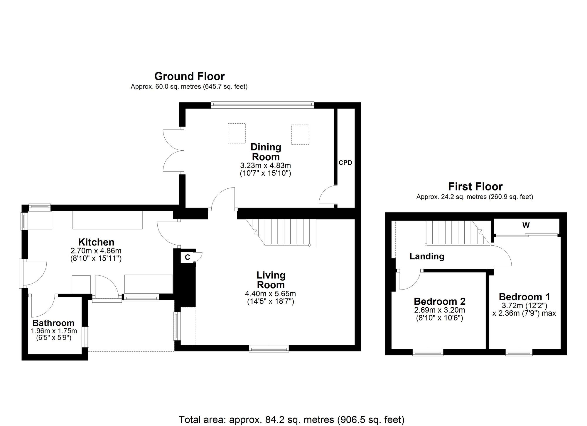 Floorplan of 2 bedroom Semi Detached House for sale, Rockwood Hill Road, Greenside, Tyne and Wear, NE40