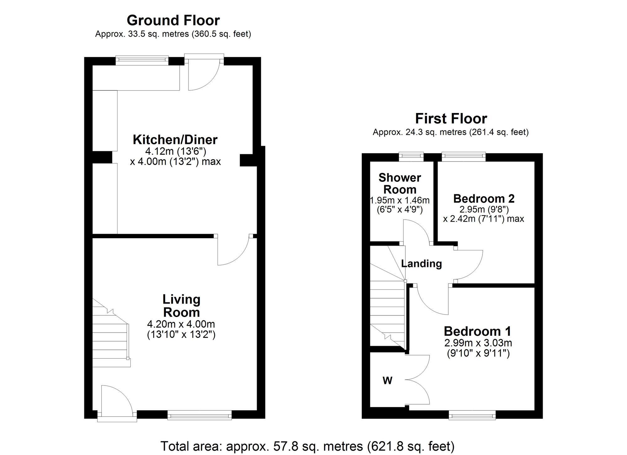 Floorplan of 2 bedroom Mid Terrace House for sale, Greenside, Ryton, Tyne and Wear, NE40
