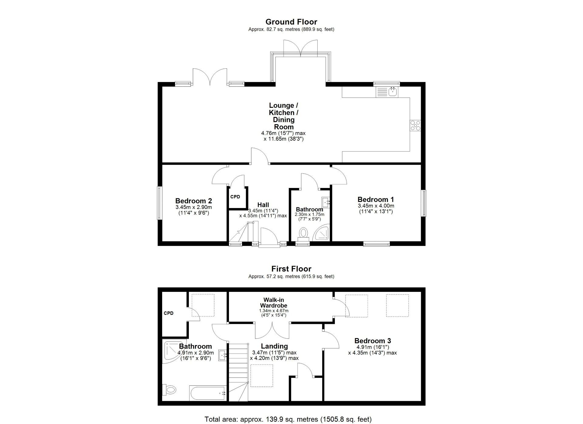 Floorplan of 3 bedroom Detached House for sale, Lead Road, Greenside, Tyne and Wear, NE40