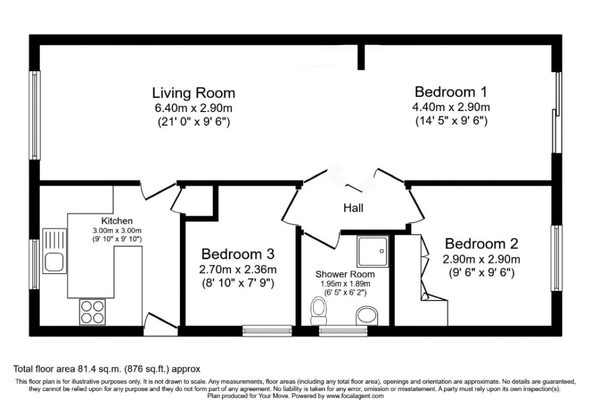 Floorplan of 2 bedroom Detached Bungalow for sale, Kepier Chare, Crawcrook   Ryton, Tyne and Wear, NE40