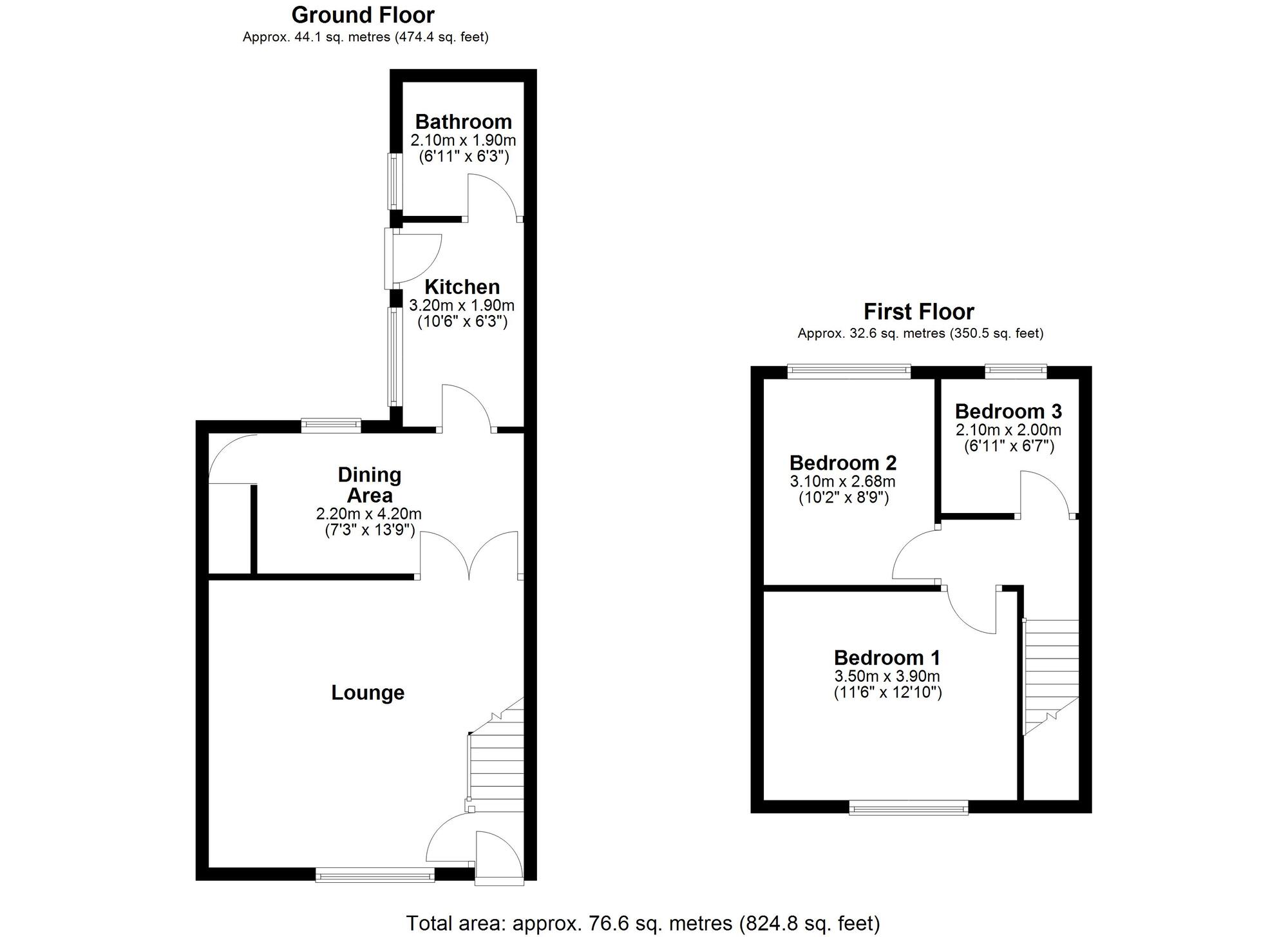 Floorplan of 3 bedroom Mid Terrace House for sale, Alexandra Gardens, Ryton, Tyne and Wear, NE40