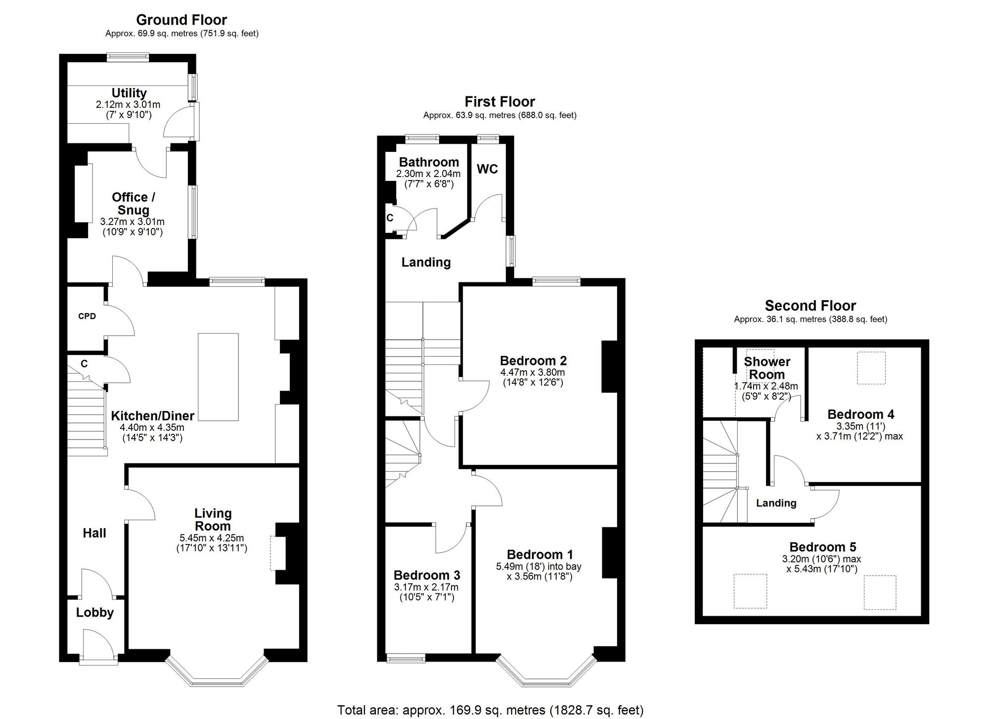 Floorplan of 5 bedroom Mid Terrace House for sale, Grange Road, Ryton, Tyne and Wear, NE40