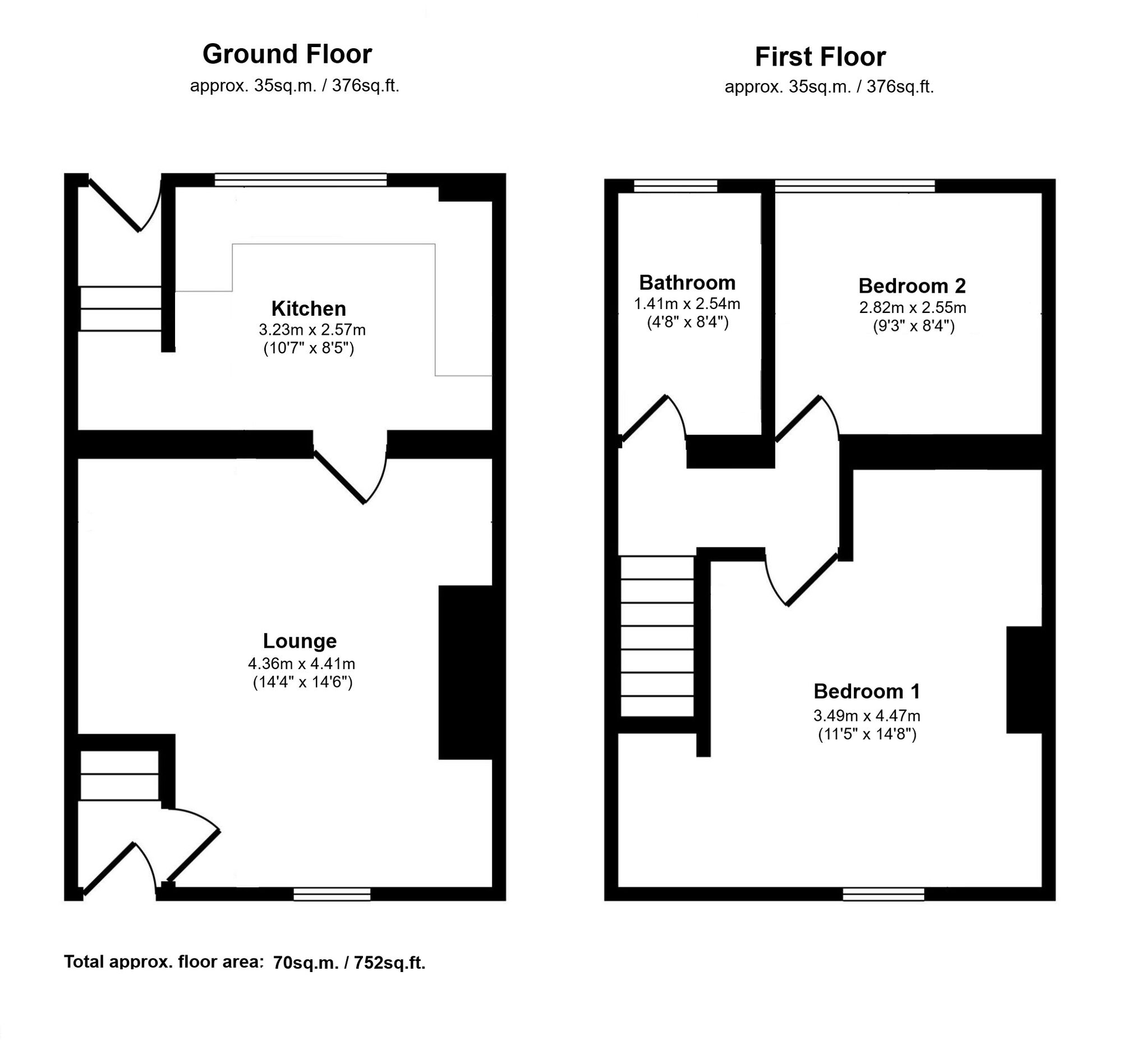 Floorplan of 2 bedroom Mid Terrace House for sale, Oak Street, West Mickley, Northumberland, NE43