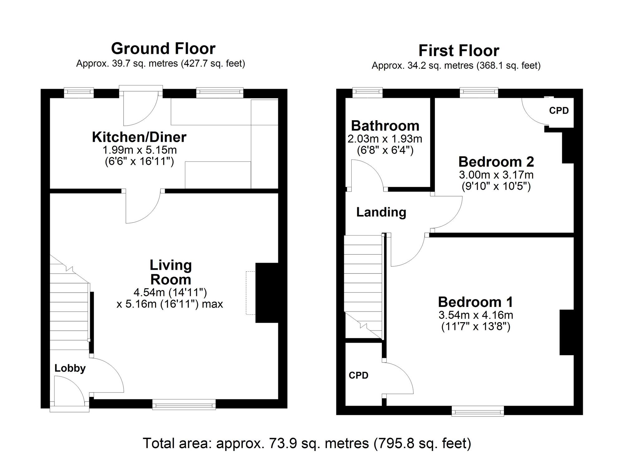 Floorplan of 2 bedroom Mid Terrace House to rent, Stanhope Street, Greenside, Tyne and Wear, NE40
