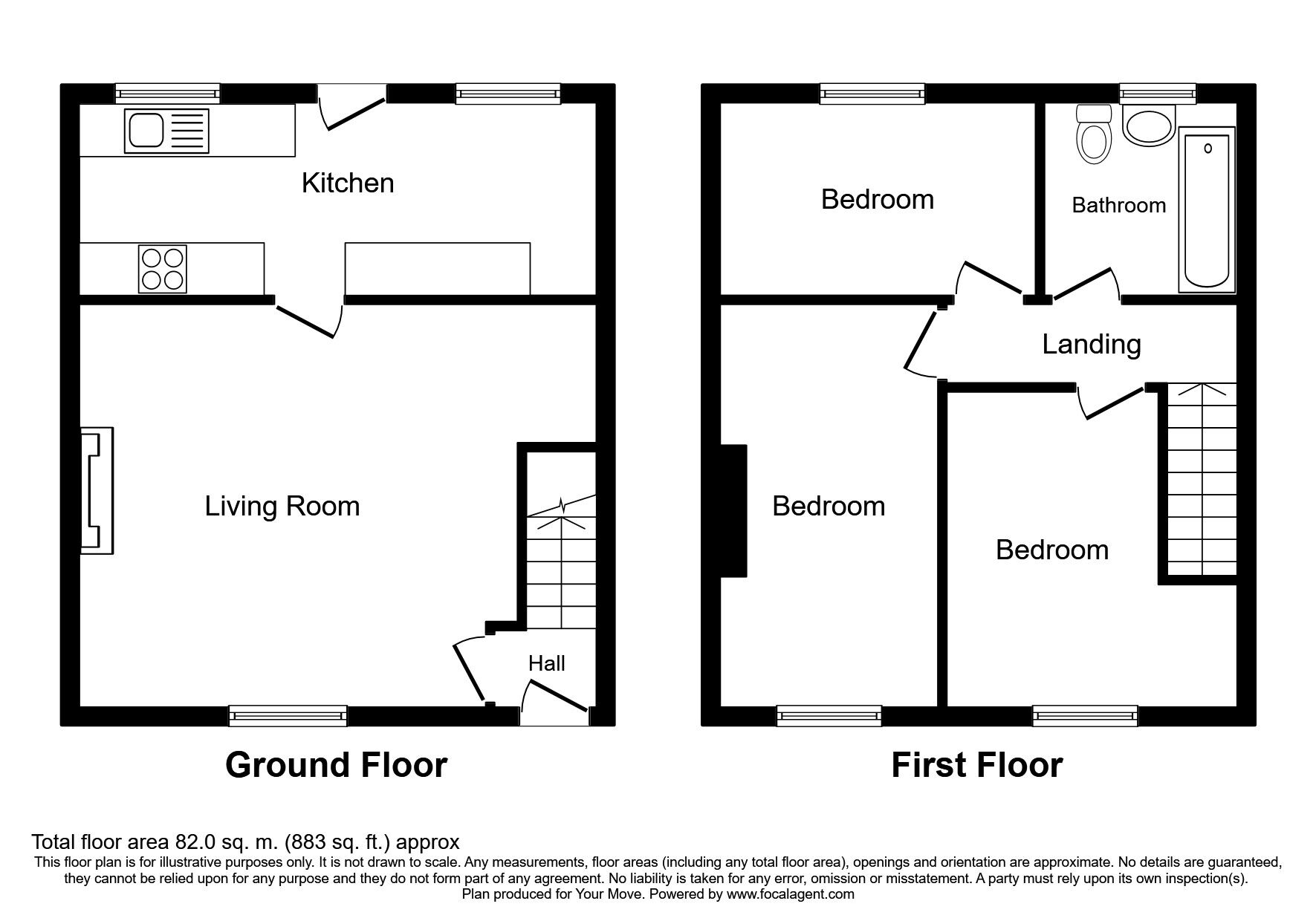 Floorplan of 3 bedroom Mid Terrace House to rent, Charlie Street, Greenside, Tyne and Wear, NE40