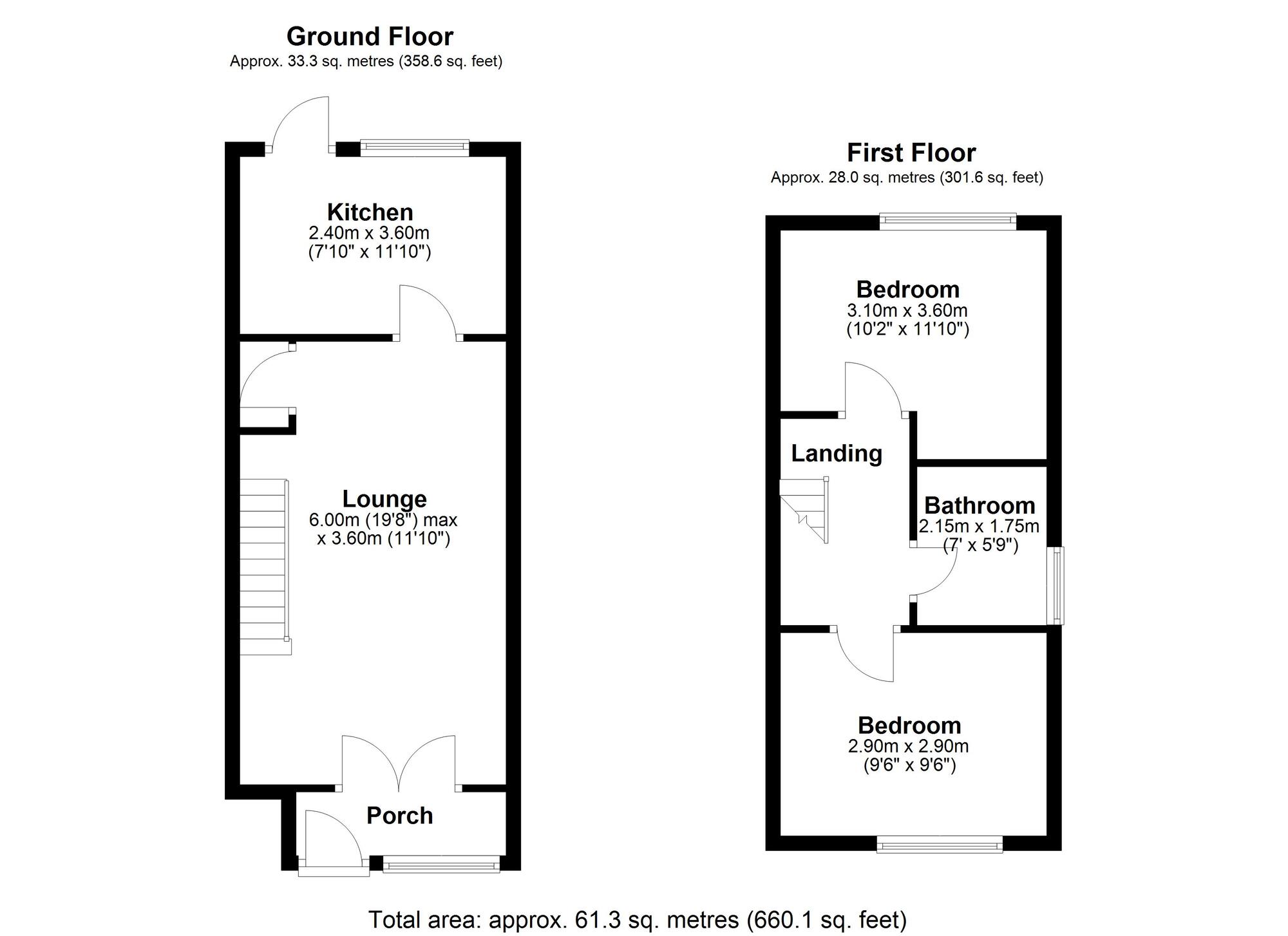 Floorplan of 2 bedroom Semi Detached House for sale, Rosedale Road, Crawcrook    Ryton, Tyne and Wear, NE40