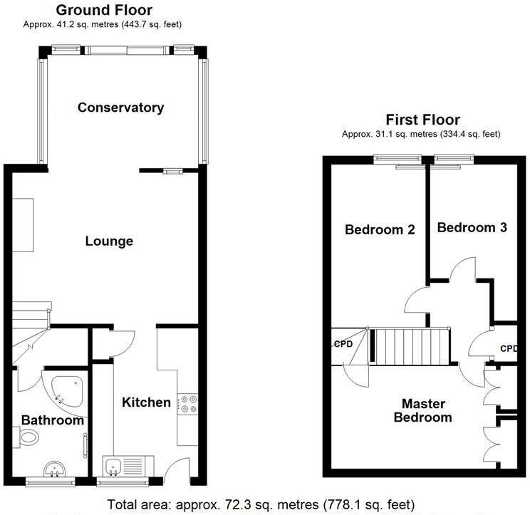 Floorplan of 3 bedroom Mid Terrace House for sale, Morgy Hill East, Crawcrook  Ryton, Tyne and Wear, NE40