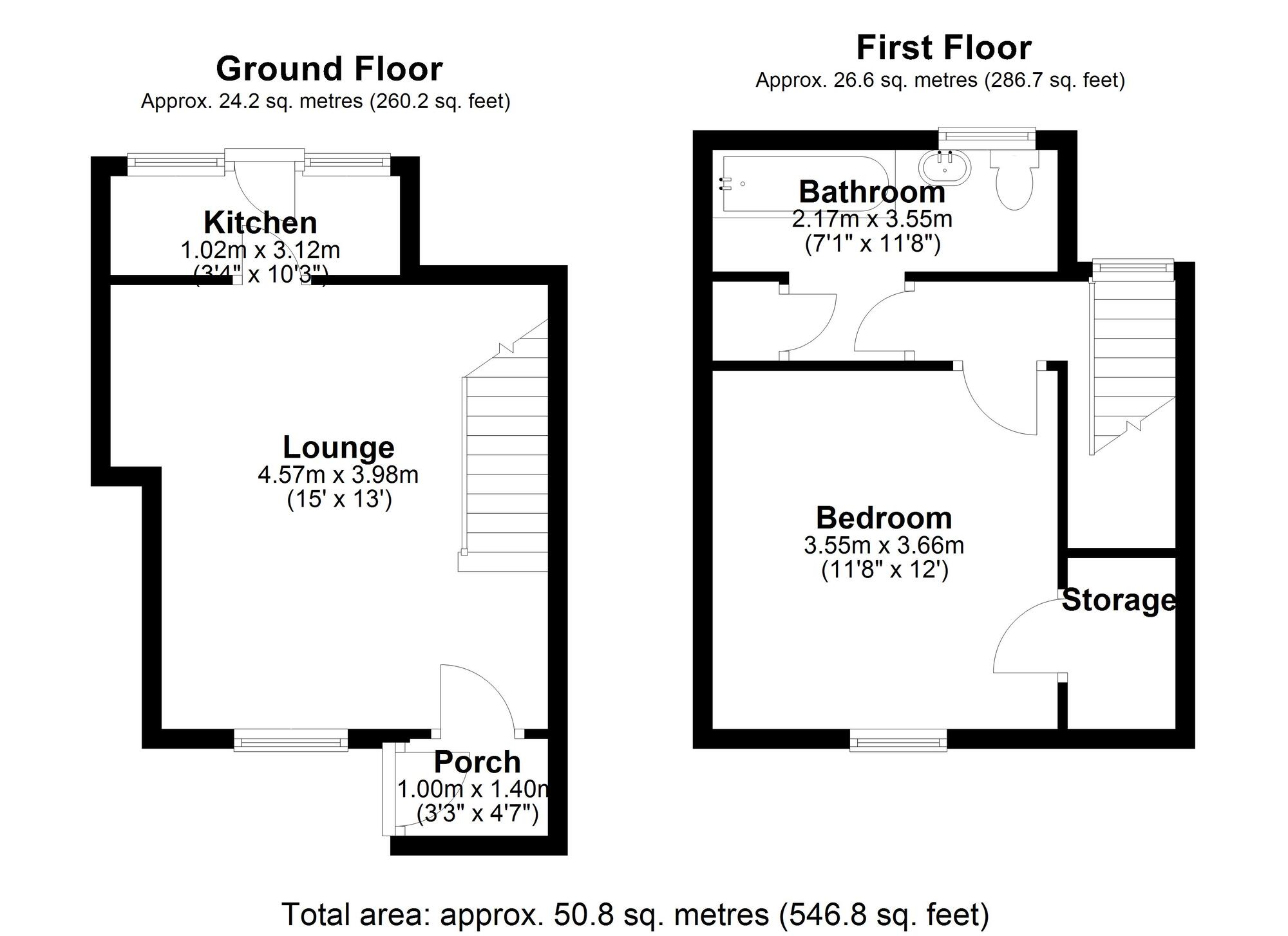 Floorplan of 1 bedroom Mid Terrace House for sale, Beech Street, West Mickley, Northumberland, NE43