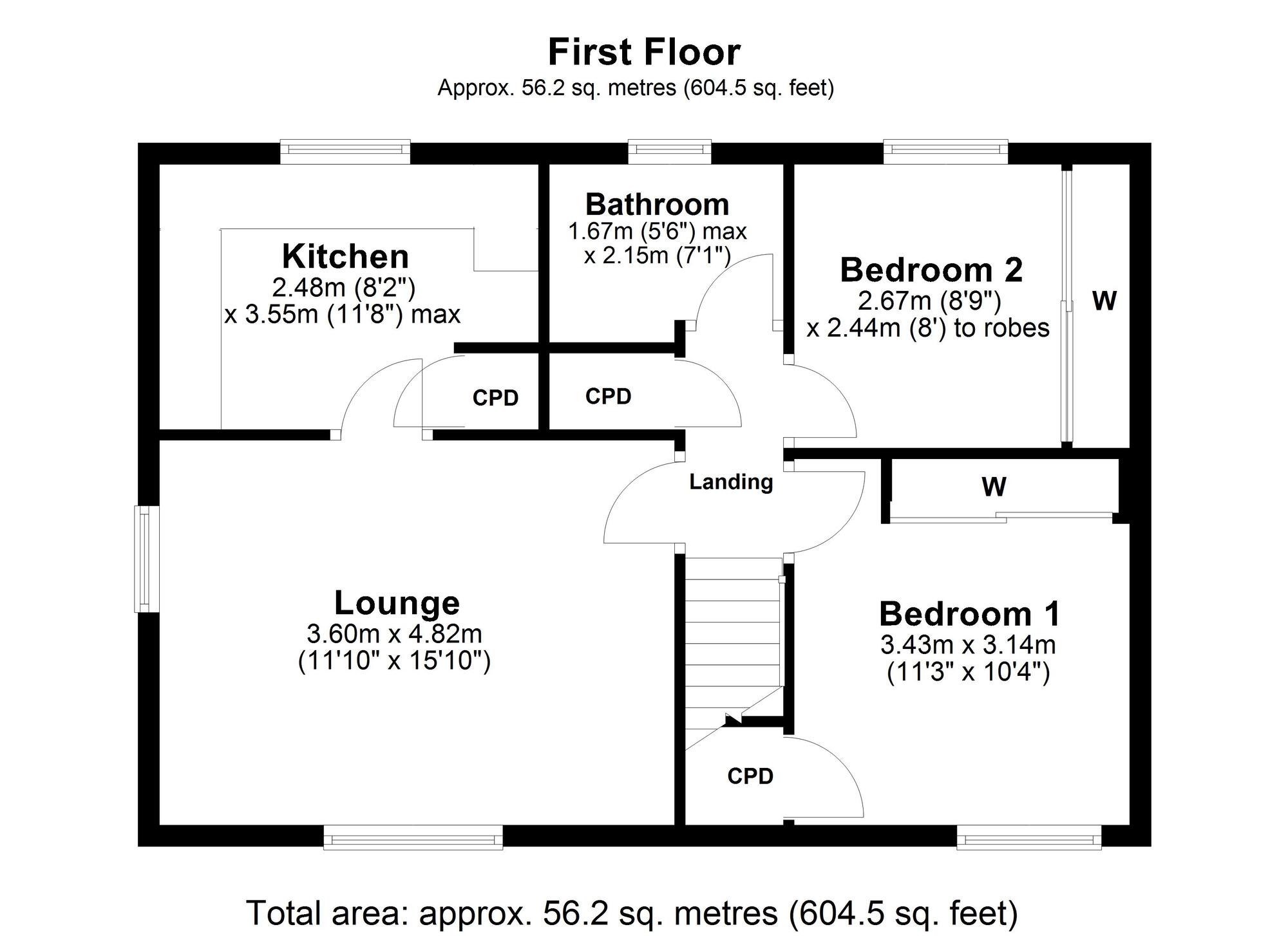 Floorplan of 2 bedroom  Flat for sale, Oakfield Park, Prudhoe, Northumberland, NE42