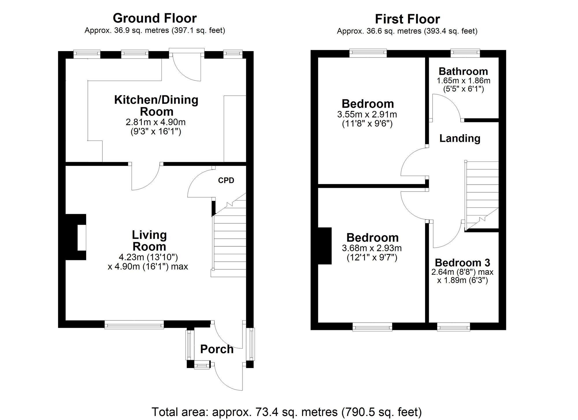 Floorplan of 3 bedroom Mid Terrace House for sale, Mount View, Ryton, Tyne and Wear, NE40