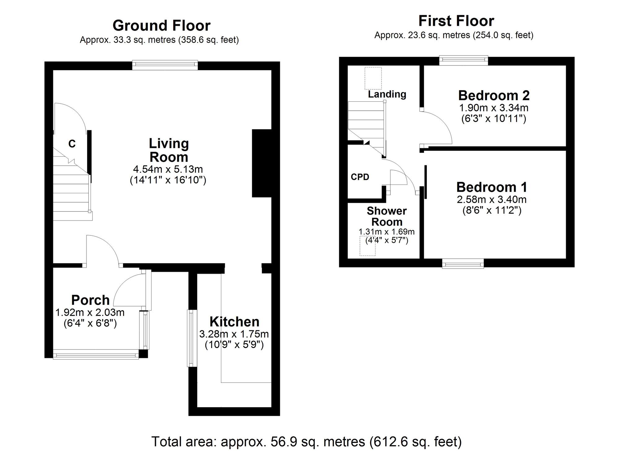 Floorplan of 2 bedroom Mid Terrace House for sale, Thorp Cottages, Ryton, Tyne and Wear, NE40