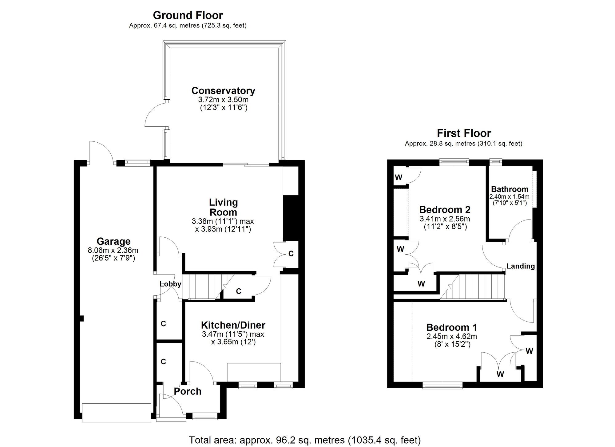 Floorplan of 2 bedroom Semi Detached House for sale, Burnhills Gardens, Greenside, Tyne and Wear, NE40