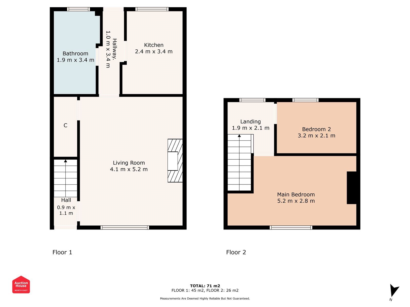 Floorplan of 2 bedroom Mid Terrace House for sale, Stanhope Street, Greenside, Ryton, NE40