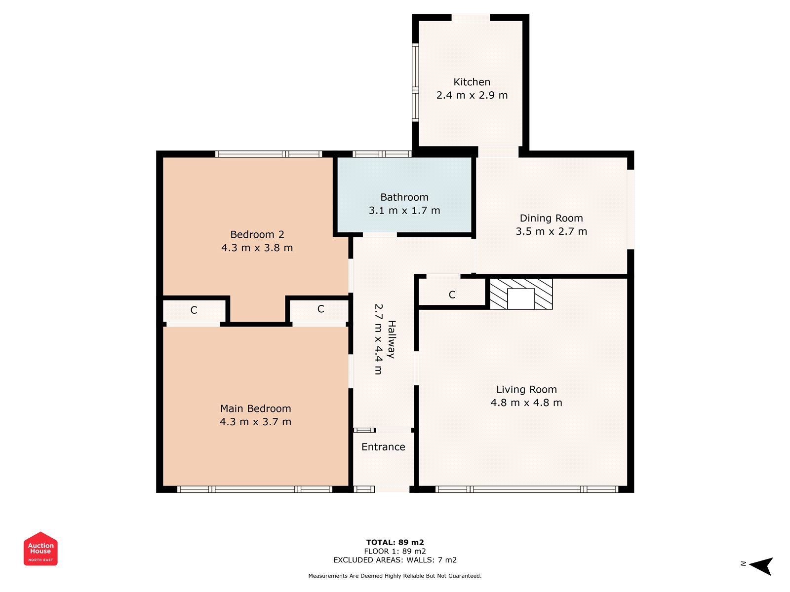 Floorplan of 2 bedroom Semi Detached Bungalow for sale, Stoneylea Close, Ryton, Tyne and Wear, NE40