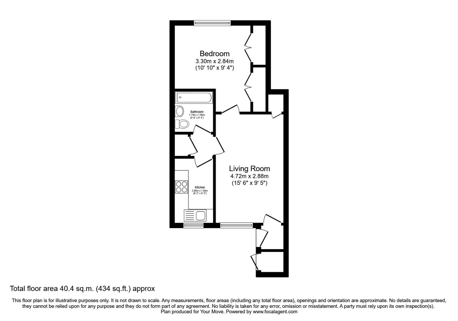 Floorplan of 1 bedroom  Flat for sale, Rosedale Road, Ryton, Tyne and Wear, NE40