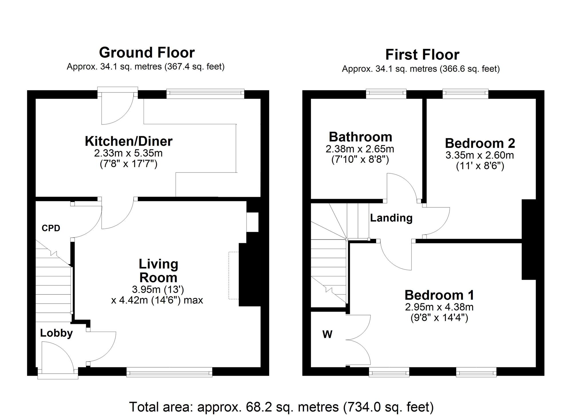 Floorplan of 2 bedroom Mid Terrace House for sale, Morgy Hill East, Ryton, Tyne and Wear, NE40