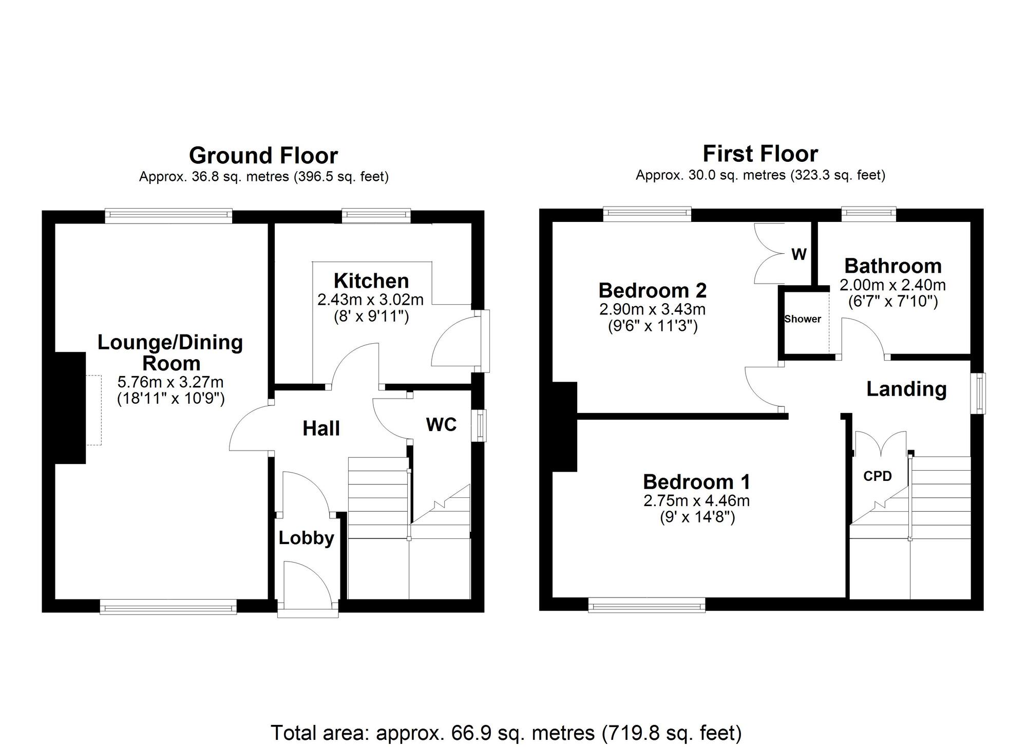 Floorplan of 2 bedroom Semi Detached House for sale, South Grove, Ryton, Tyne and Wear, NE40