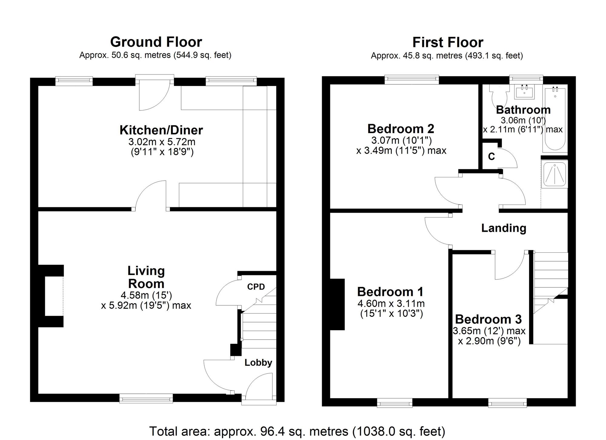 Floorplan of 3 bedroom Mid Terrace House for sale, Nelson Street, Greenside, Tyne and Wear, NE40
