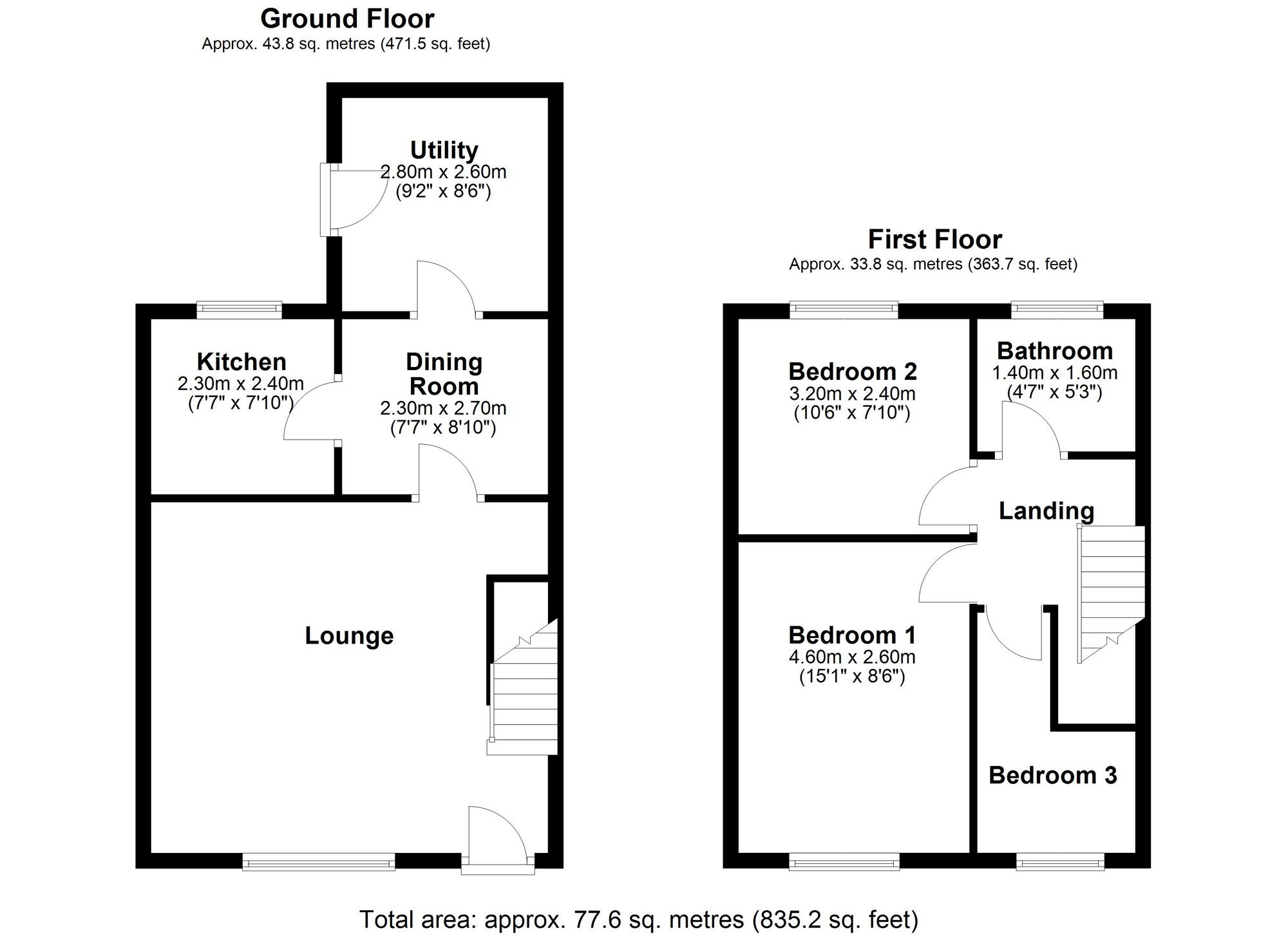 Floorplan of 3 bedroom Mid Terrace House for sale, North View, Barmoor, Tyne and Wear, NE40