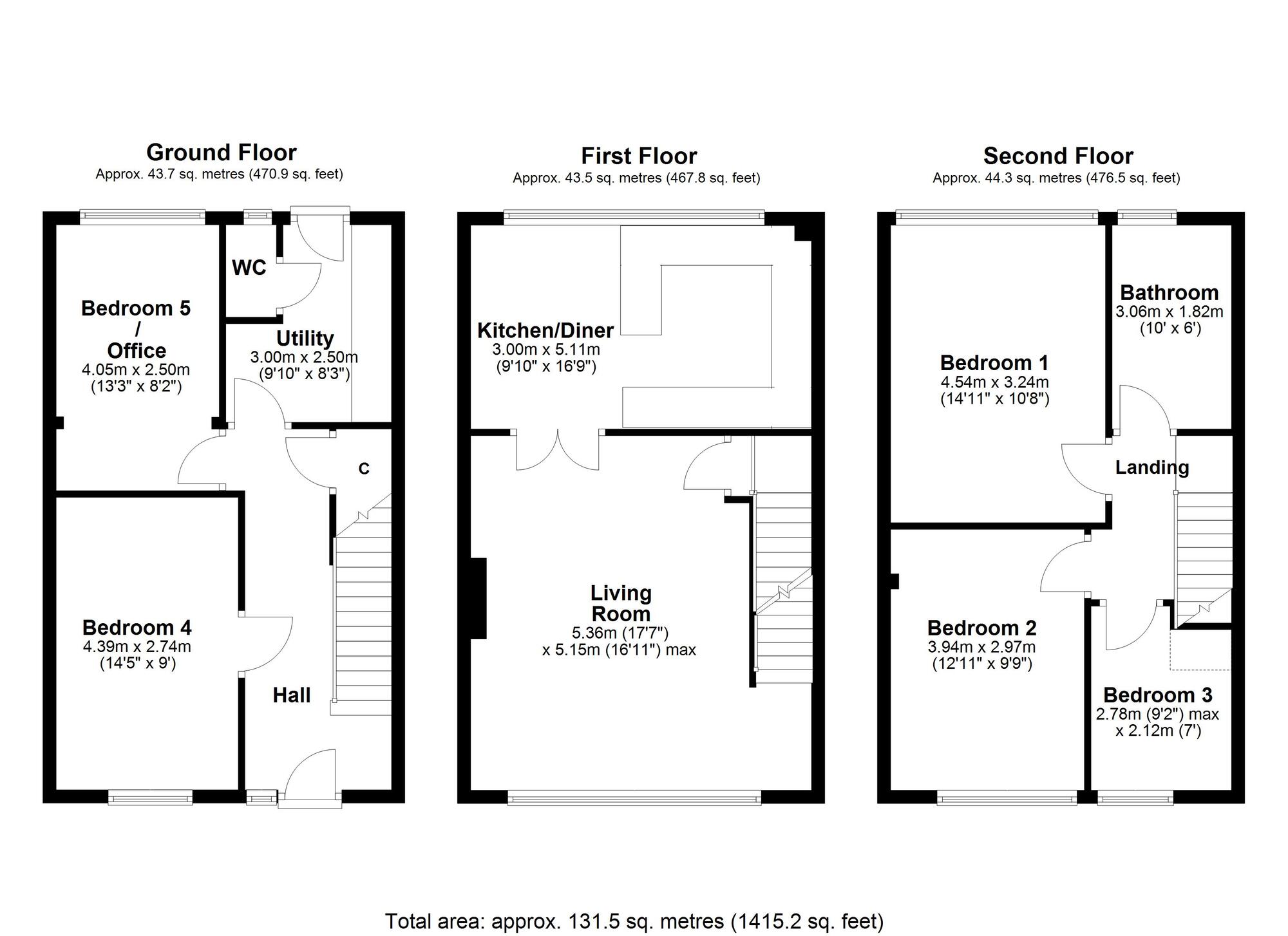 Floorplan of 5 bedroom Mid Terrace House for sale, Tynedale Close, Wylam, Northumberland, NE41