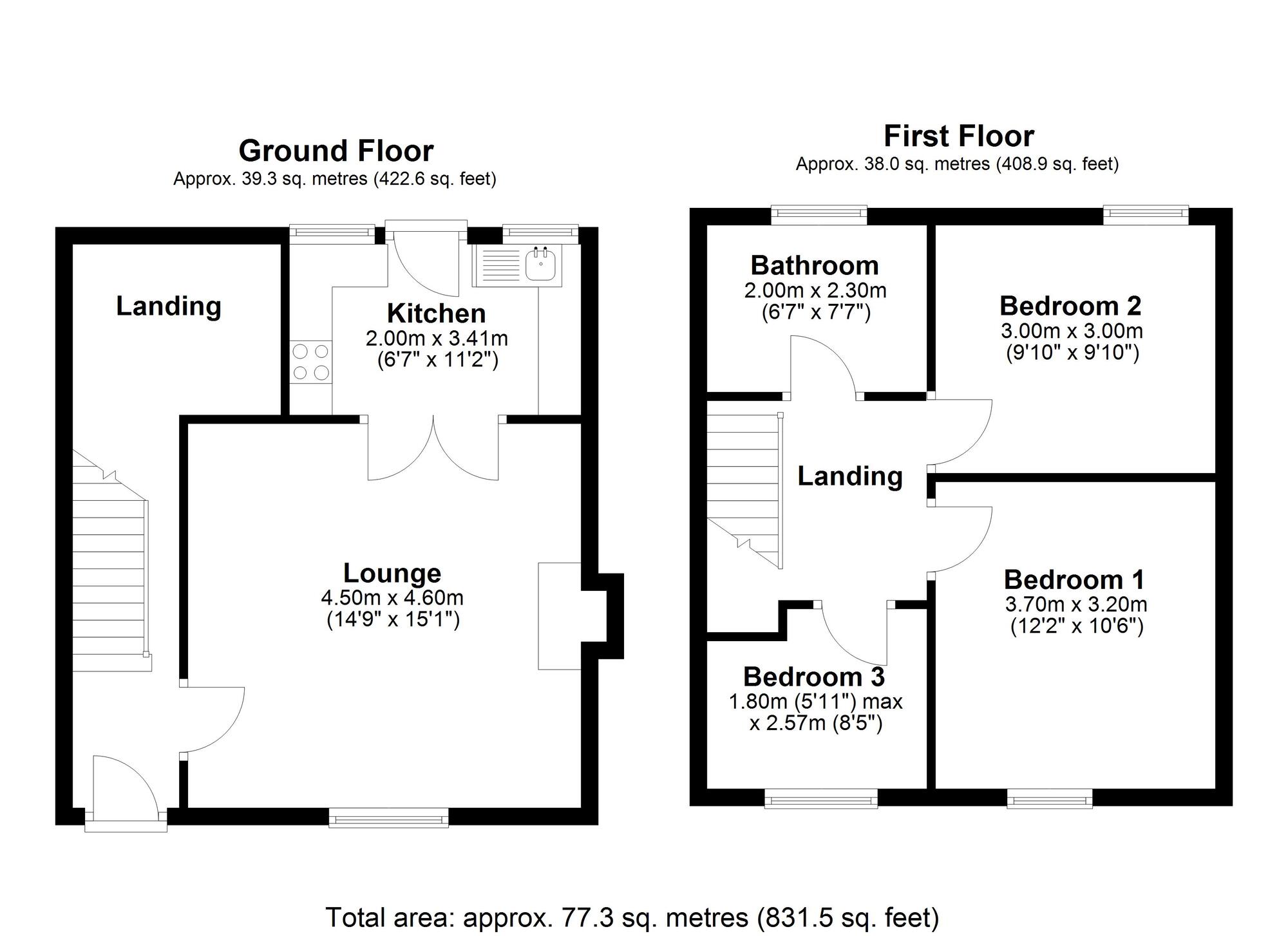 Floorplan of 3 bedroom Mid Terrace House to rent, Woodbine Cottages, Ryton, Tyne and Wear, NE40