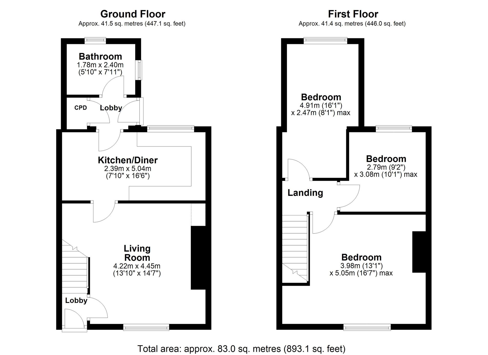 Floorplan of 3 bedroom Mid Terrace House for sale, Clifford Gardens, Crawcrook Ryton, Tyne and Wear, NE40