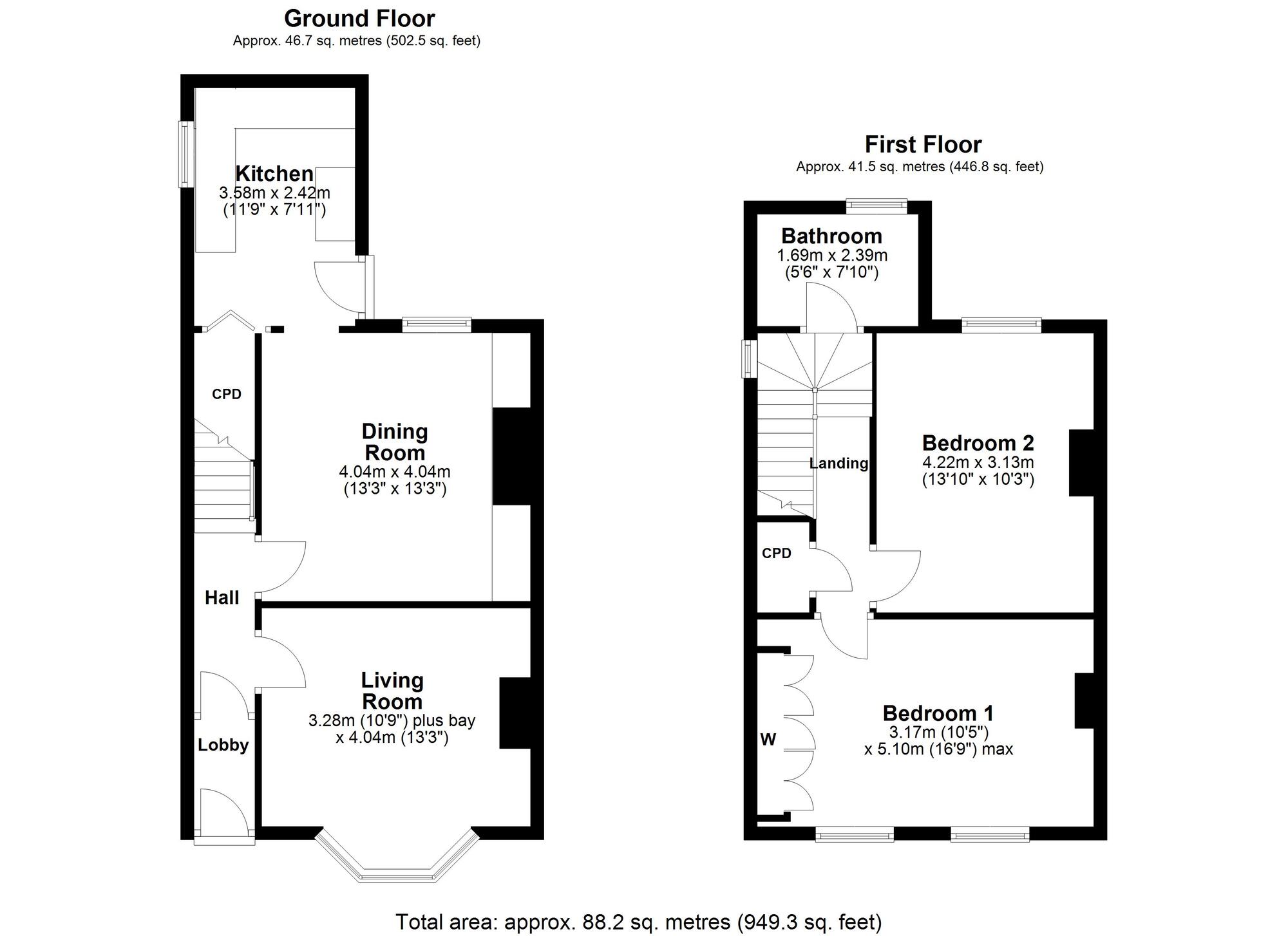 Floorplan of 2 bedroom Semi Detached House for sale, Reasby Villas, Ryton, Tyne and Wear, NE40