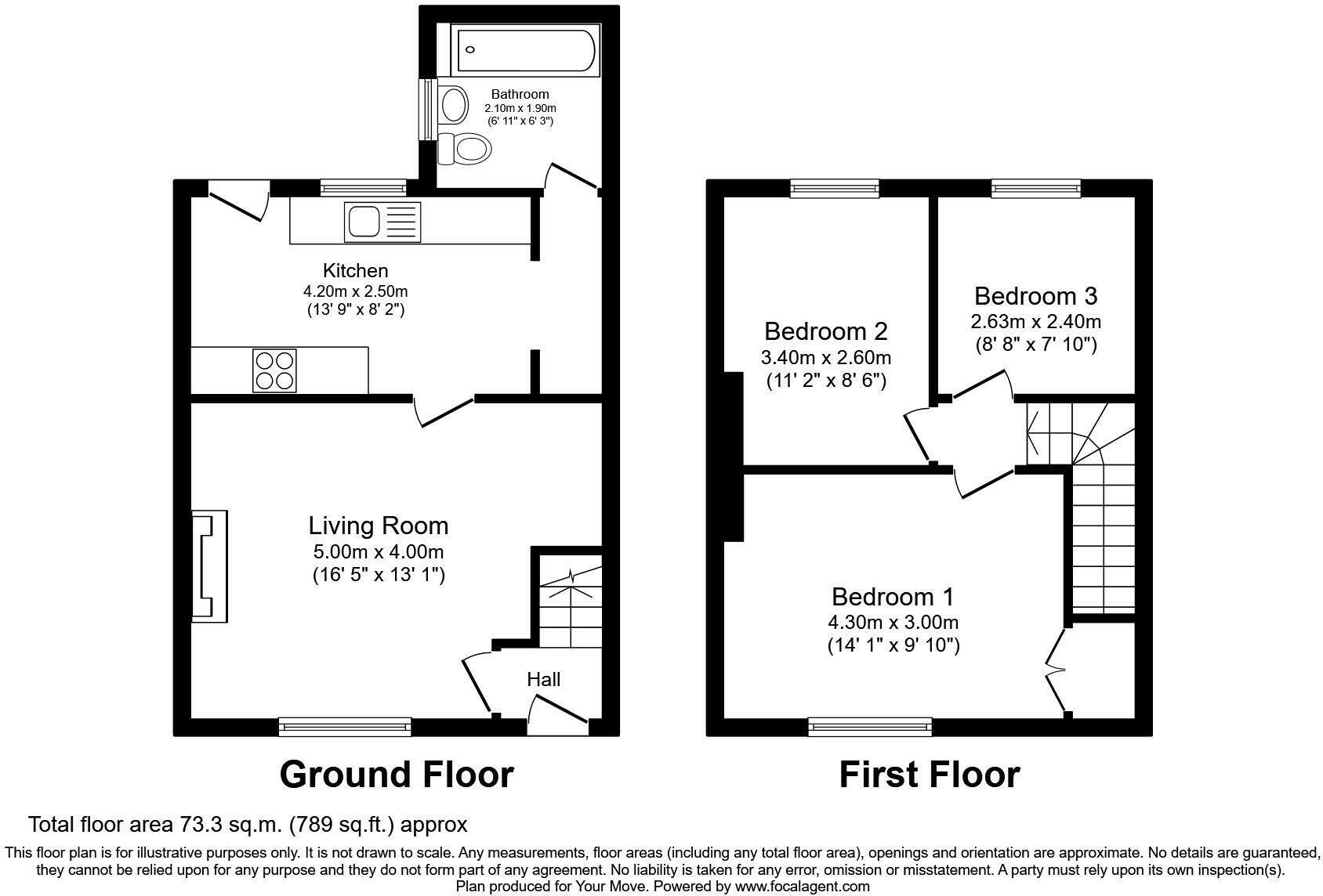 Floorplan of 3 bedroom Mid Terrace House for sale, Emma View, Ryton, Tyne and Wear, NE40
