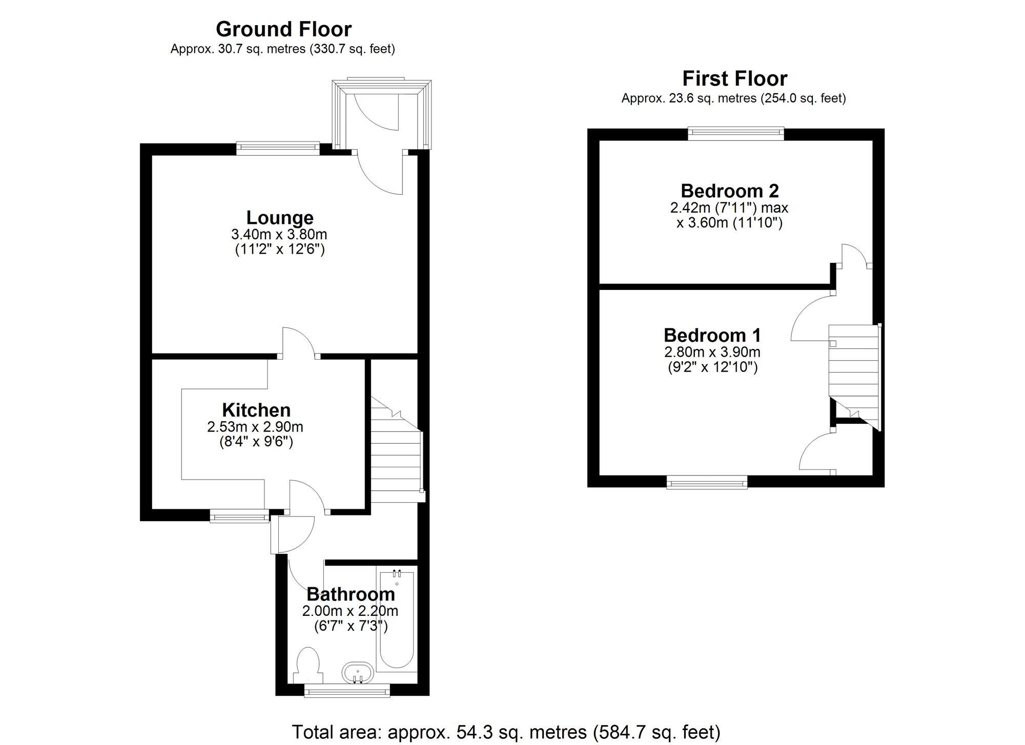 Floorplan of 2 bedroom Mid Terrace House for sale, St. Agnes Terrace, Crawcrook  Ryton, Tyne and Wear, NE40