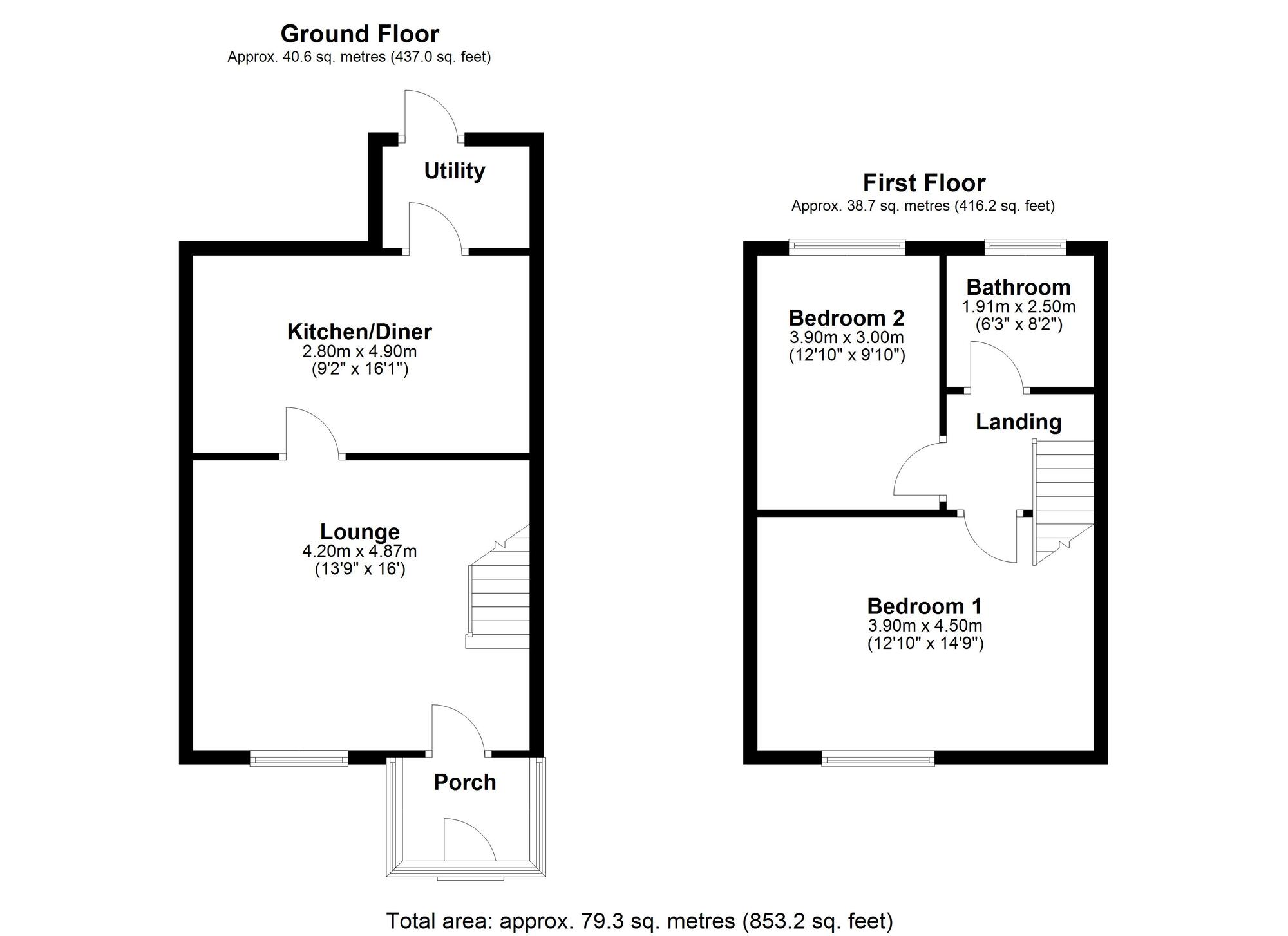 Floorplan of 2 bedroom Mid Terrace House for sale, Mount View, Crawcrook, Ryton, Tyne and Wear, NE40