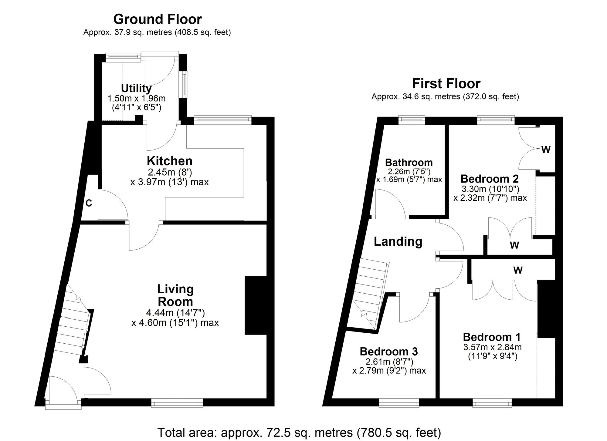 Floorplan of 3 bedroom Mid Terrace House for sale, Croft View, Crawcrook, Tyne and Wear, NE40
