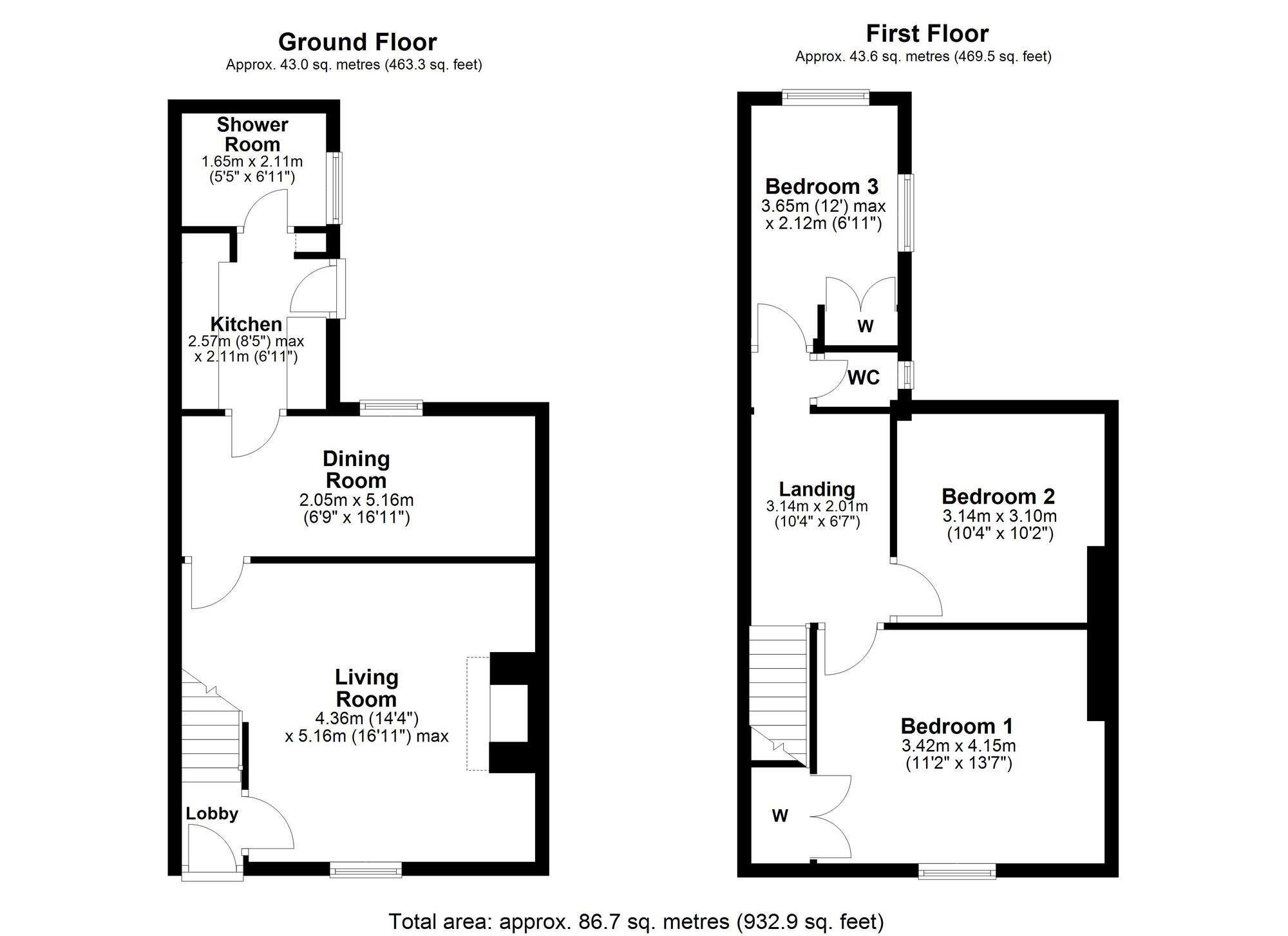 Floorplan of 3 bedroom Mid Terrace House for sale, Dodsworth Terrace, Greenside, Tyne and Wear, NE40