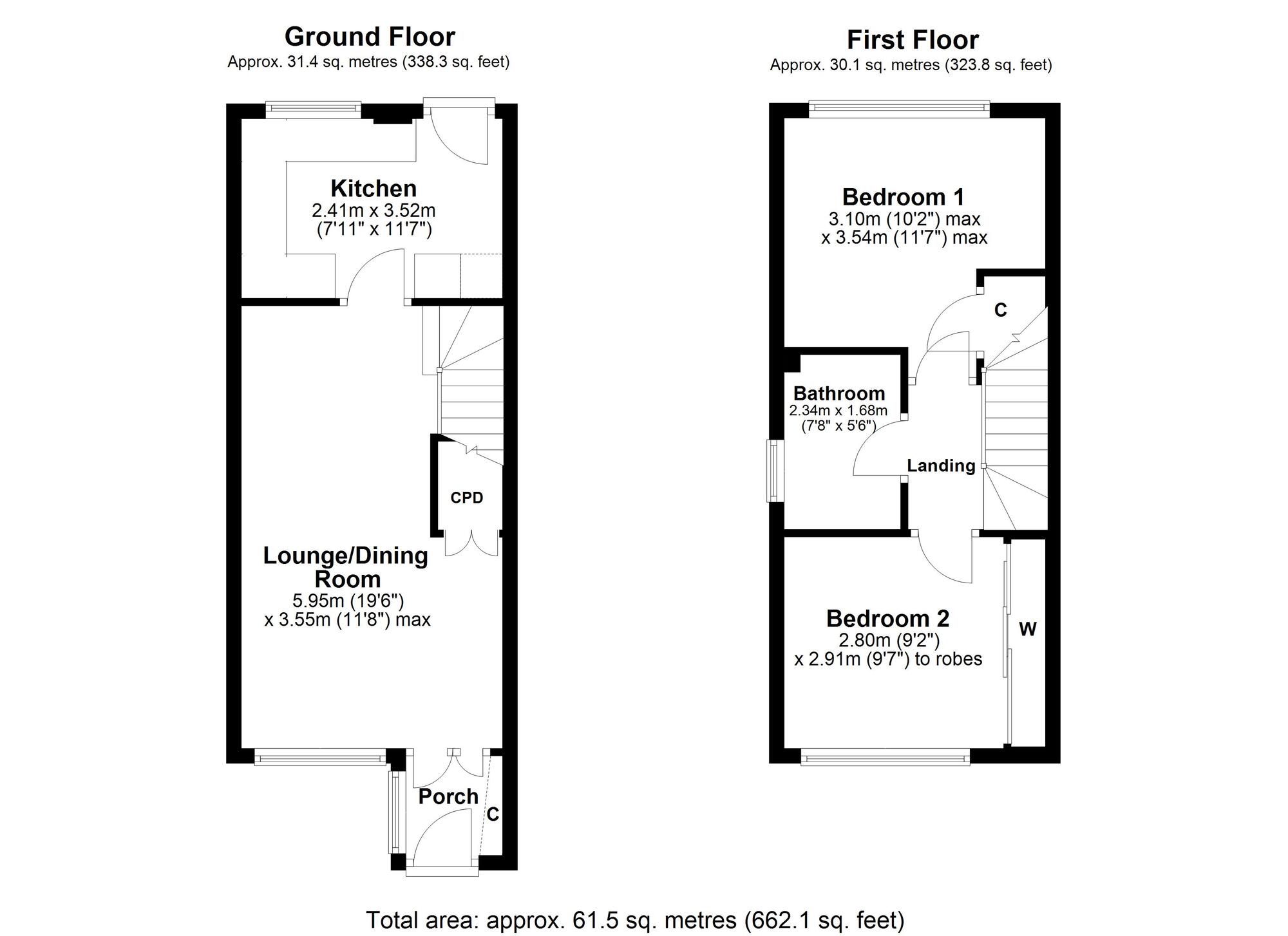 Floorplan of 2 bedroom End Terrace House for sale, Westwood View, Crawcrook  Ryton, Tyne and Wear, NE40