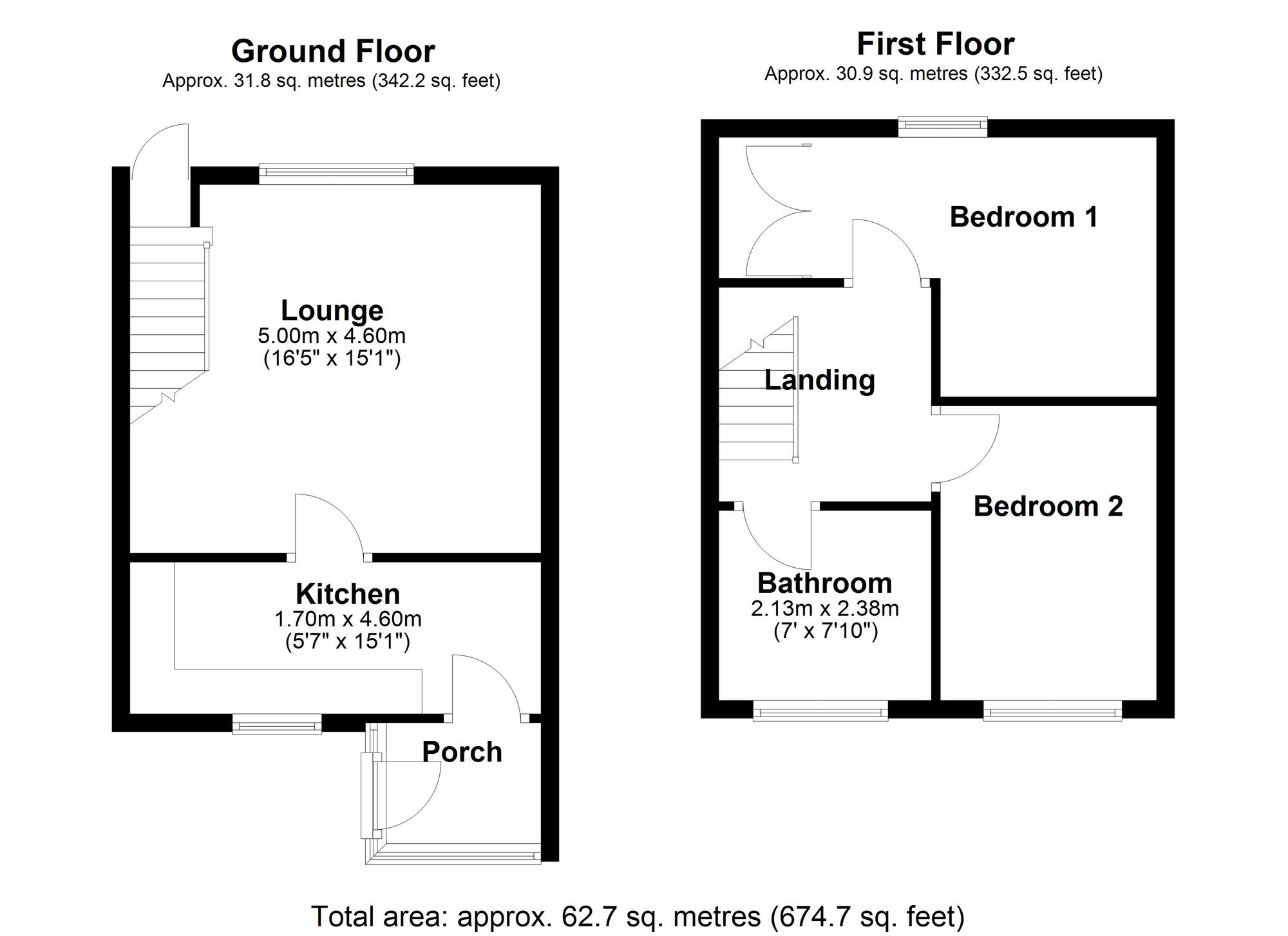 Floorplan of 2 bedroom Mid Terrace House for sale, Lister Avenue, Greenside, Tyne and Wear, NE40